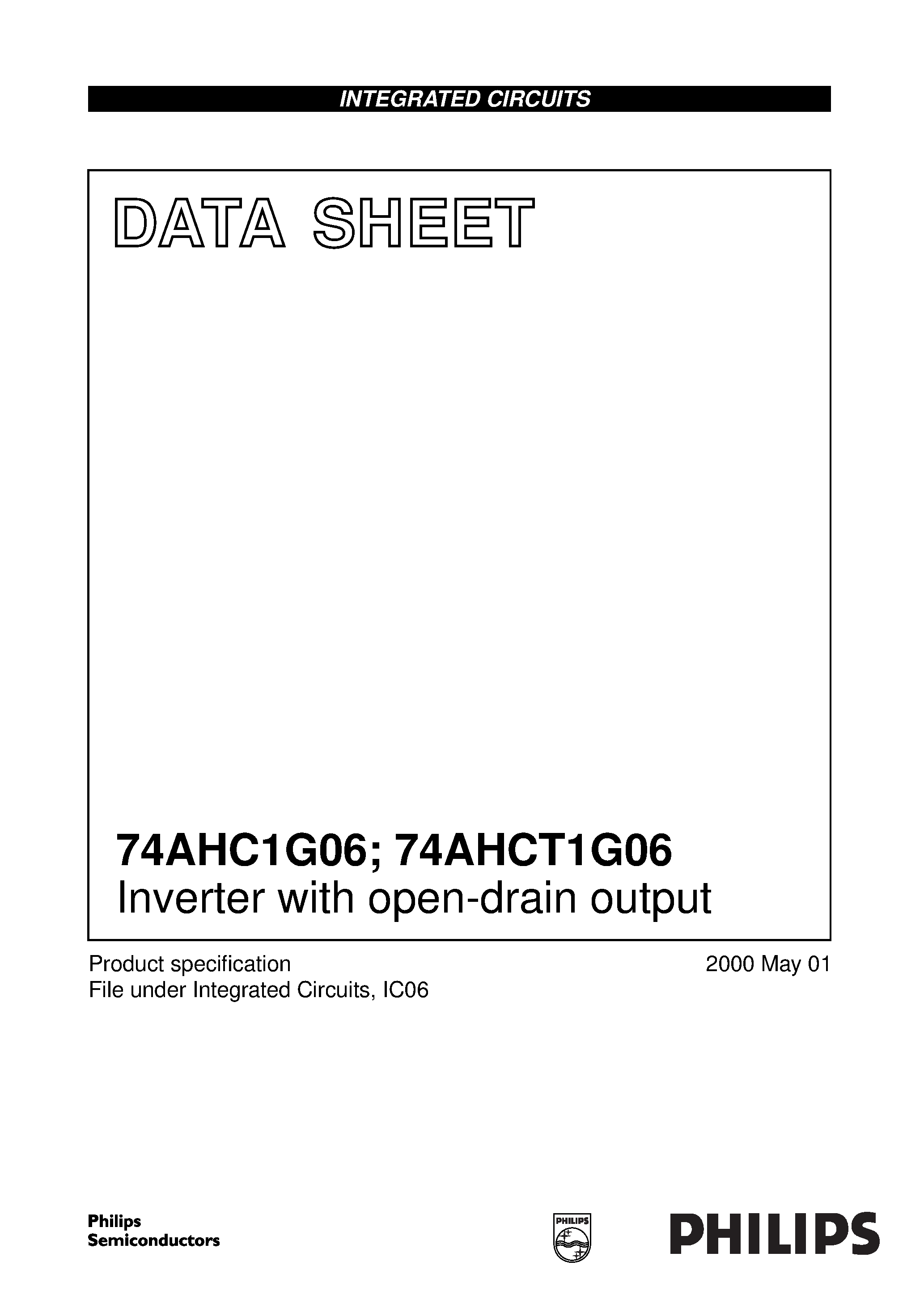 Datasheet 74AHC1G06GW - Inverter with open-drain output page 1