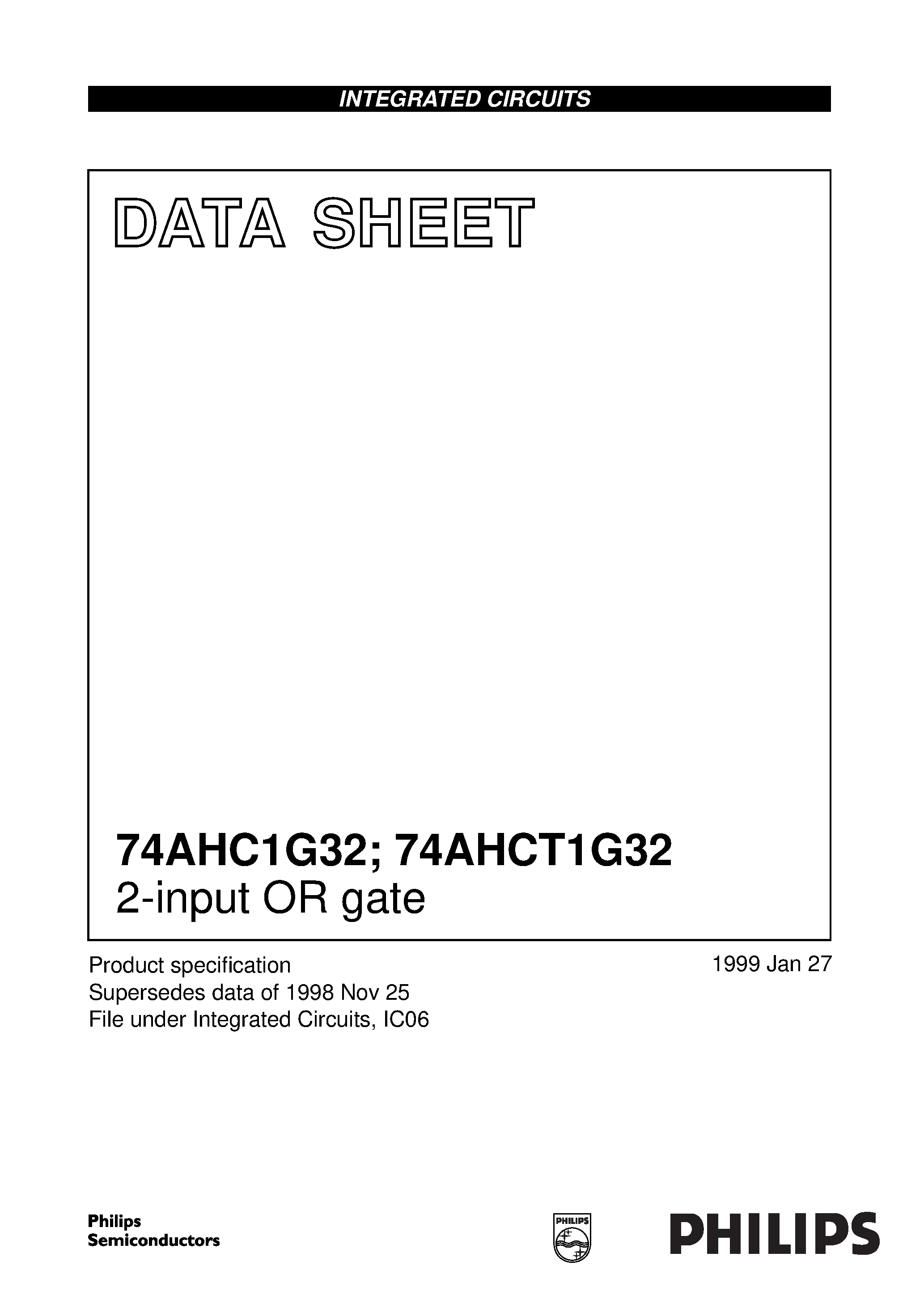 Даташит 74AHC1G32 - 2-input OR gate страница 1