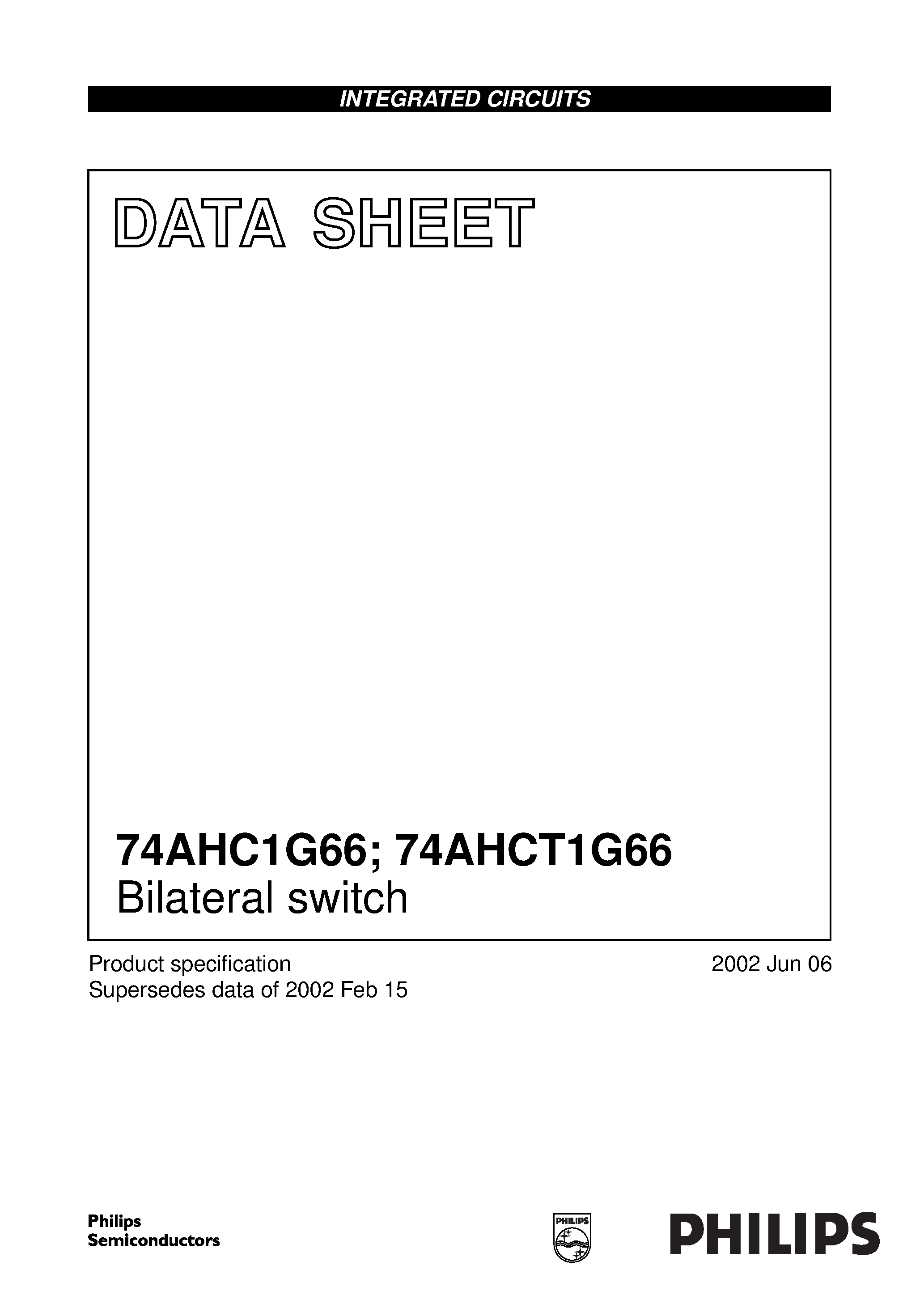 Datasheet 74AHC1G66 - Bilateral switch page 1