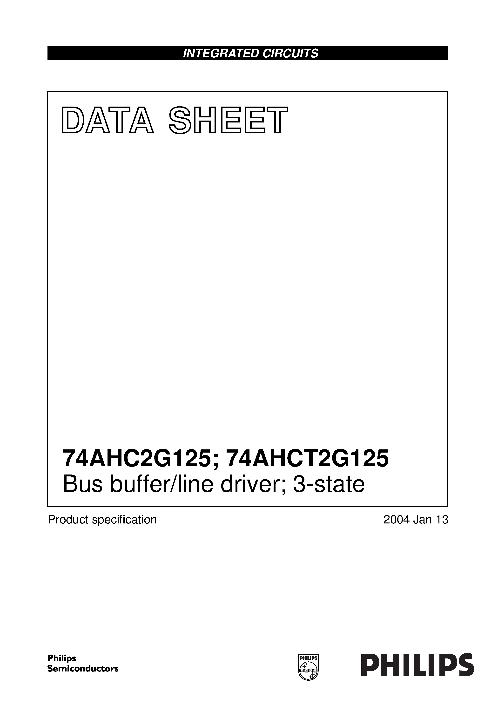 Datasheet 74AHC2G125 - Bus buffer/line driver 3-state page 1