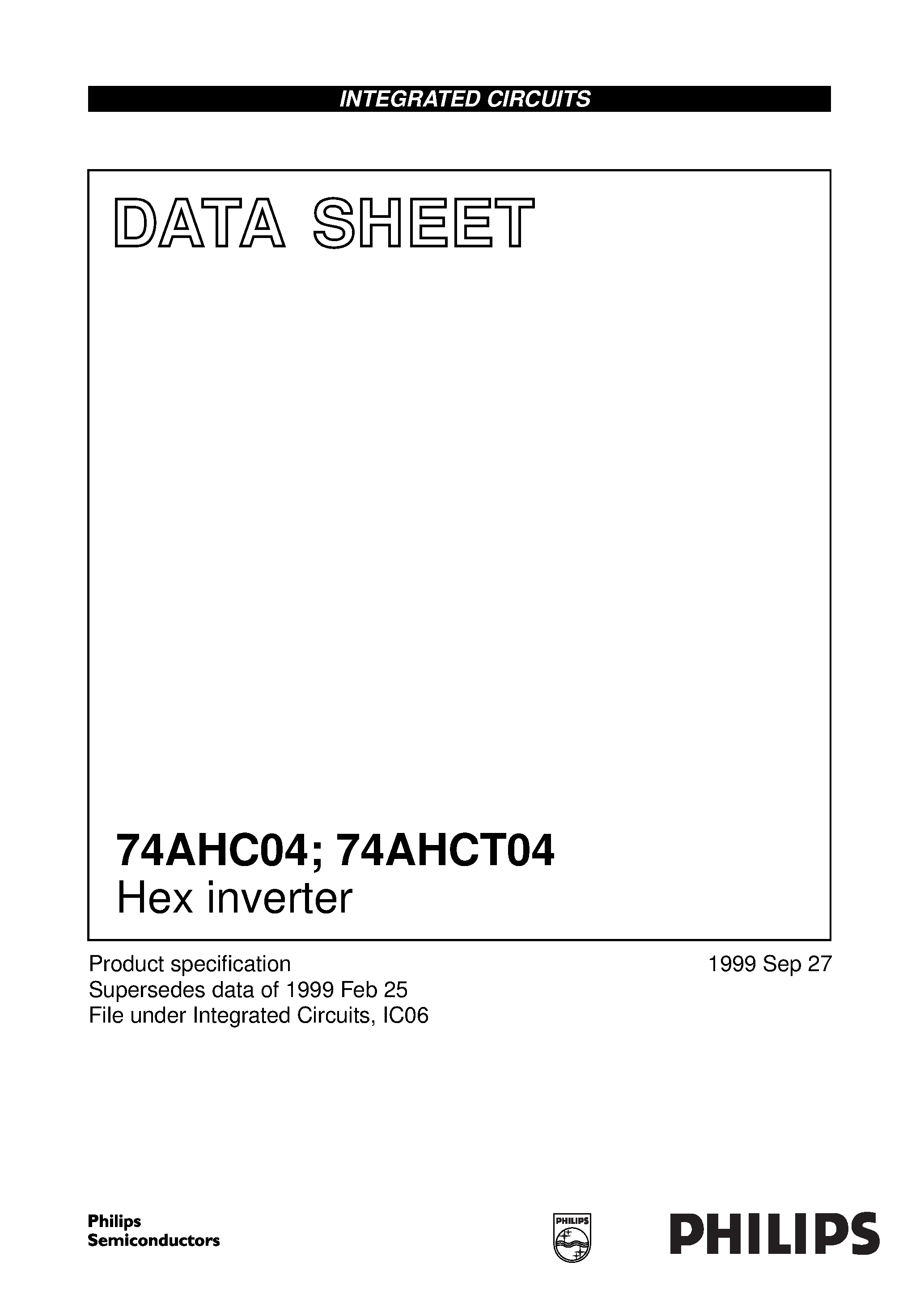 Datasheet 74AHCT04 - Hex inverter page 1