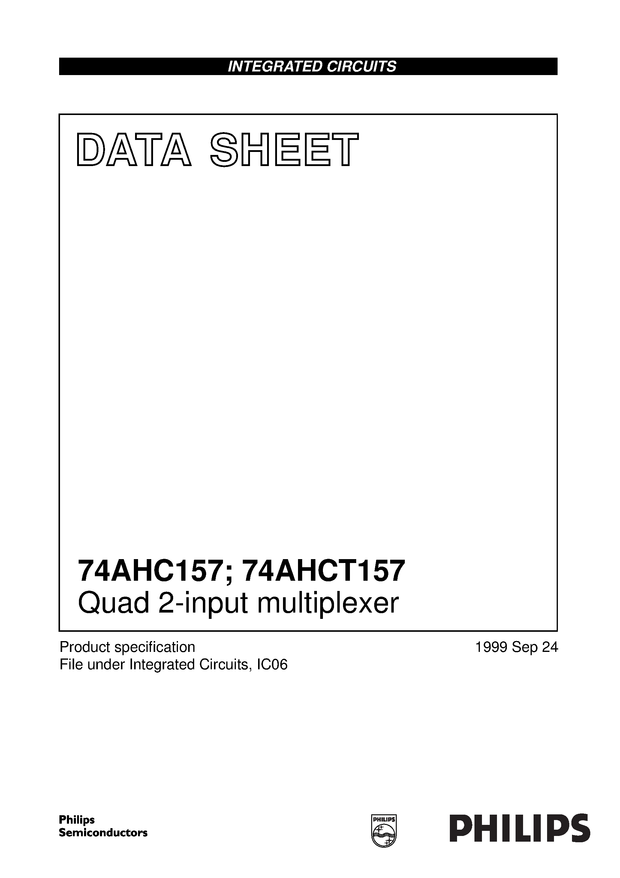 Datasheet 74AHCT157 - Quad 2-input multiplexer page 1