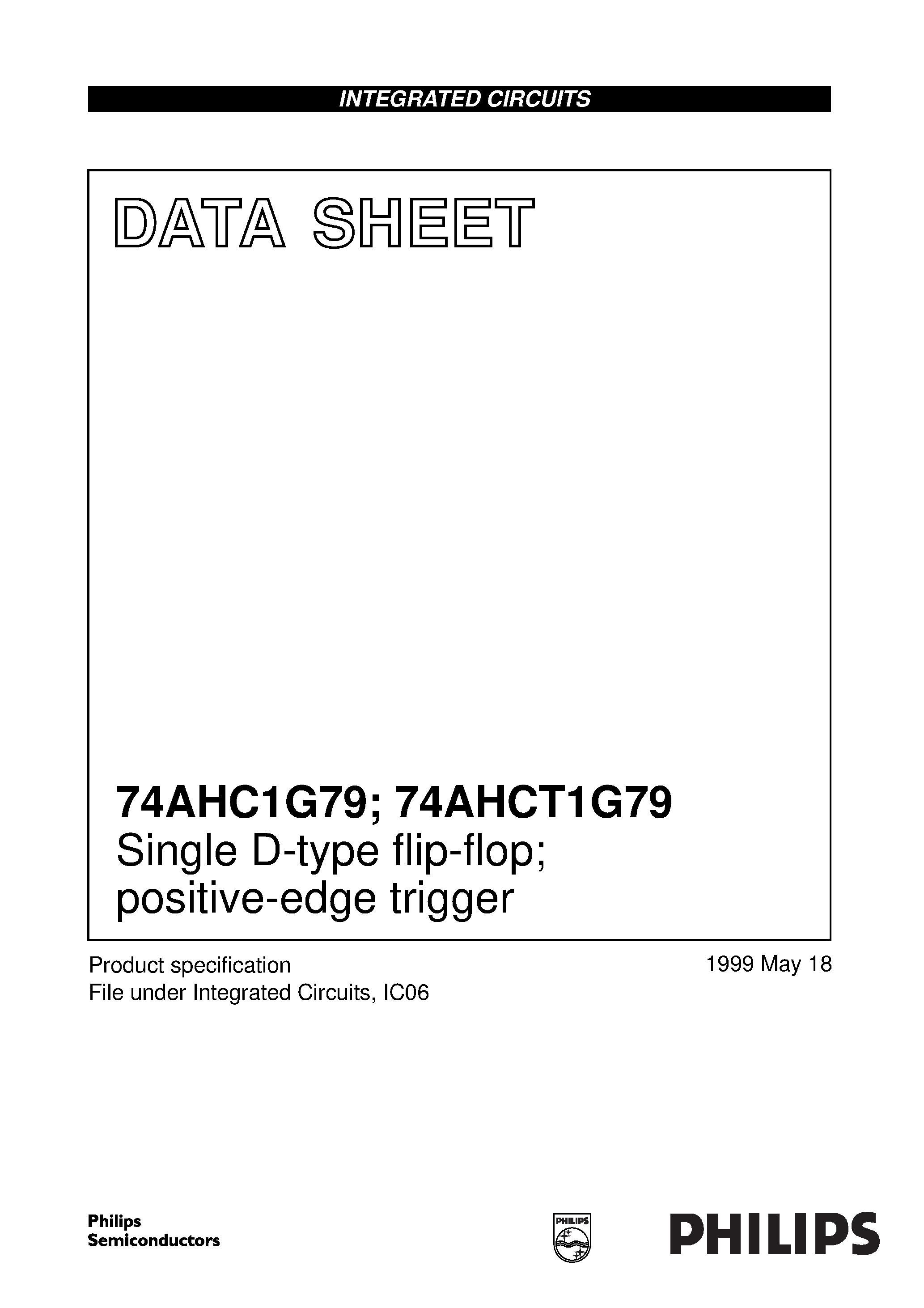 Даташит 74AHCT1G79GW - Single D-type flip-flop; positive-edge trigger страница 1