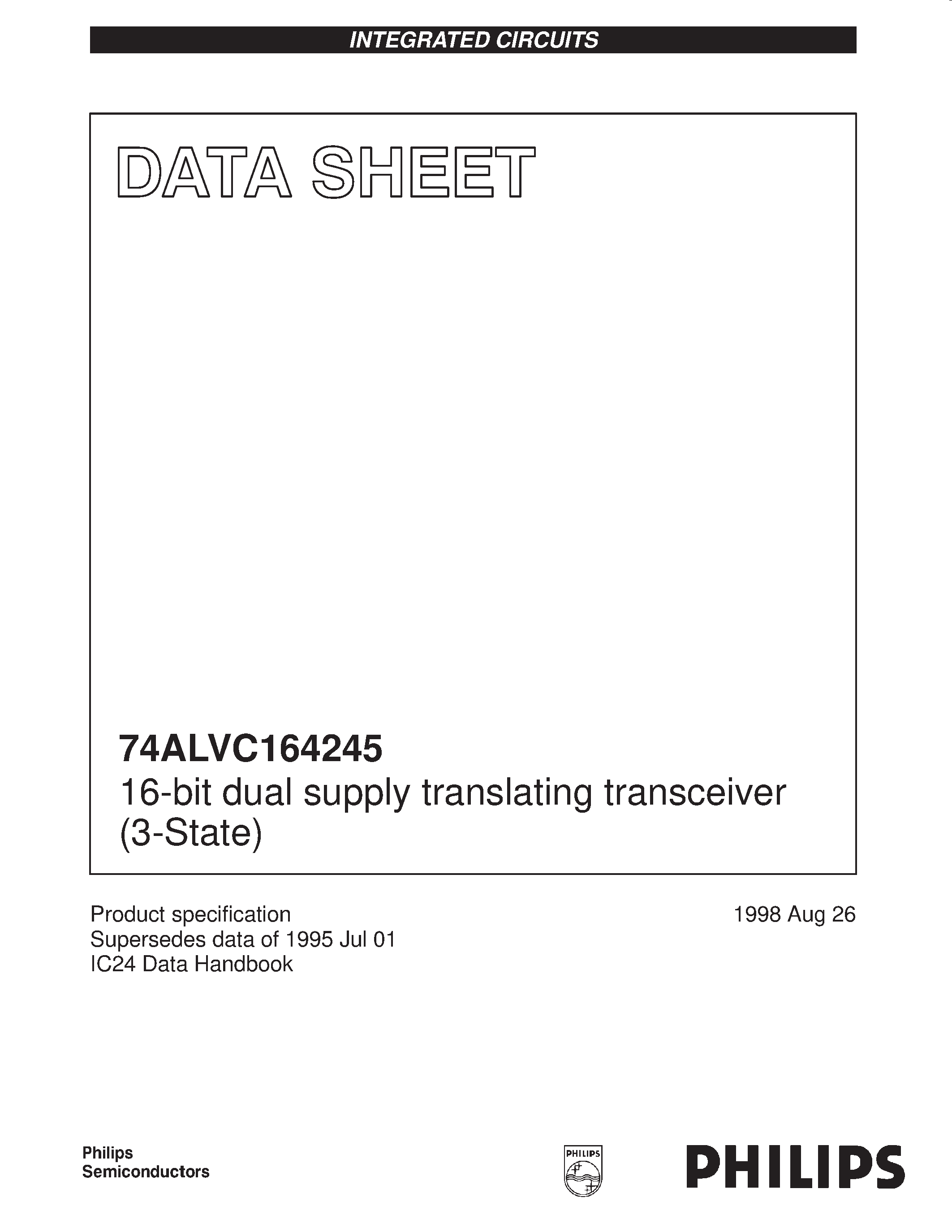 Datasheet 74ALVC164245 - 16-bit dual supply translating transceiver 3-State page 1