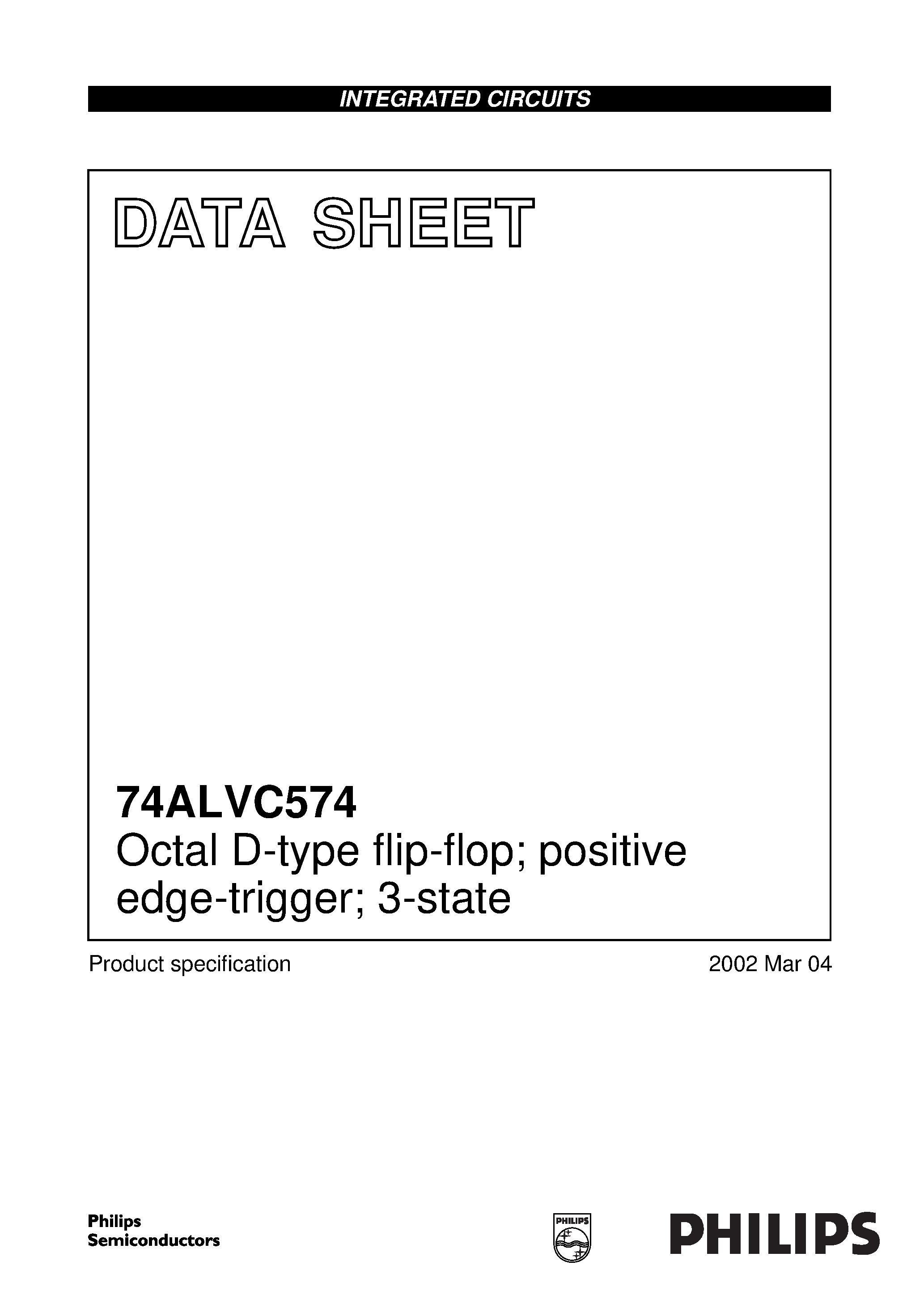 Даташит 74ALVC574 - Octal D-type flip-flop positive edge-trigger 3-state страница 1