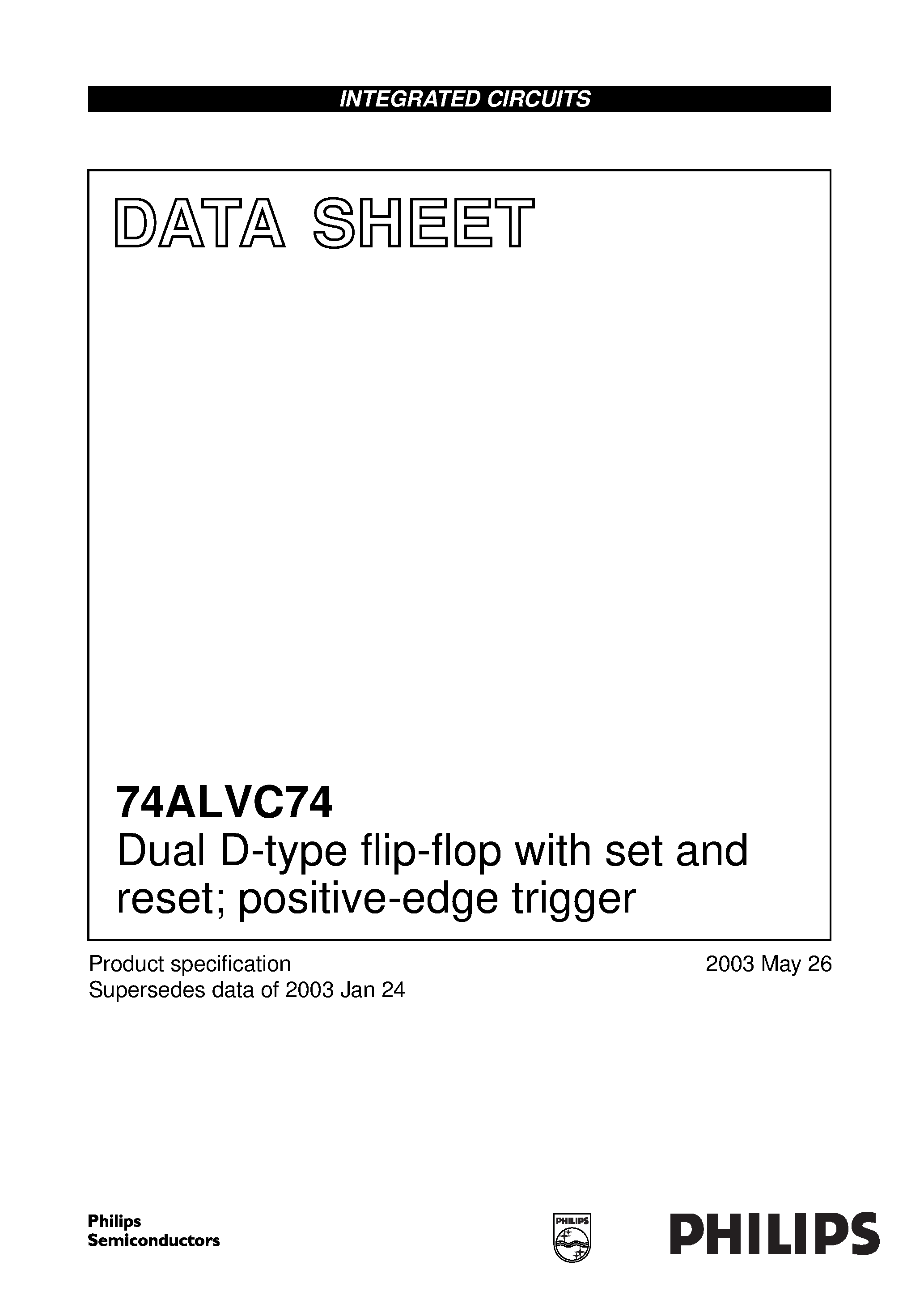 Даташит 74ALVC74 - Dual D-type flip-flop with set and reset; positive-edge trigger страница 1