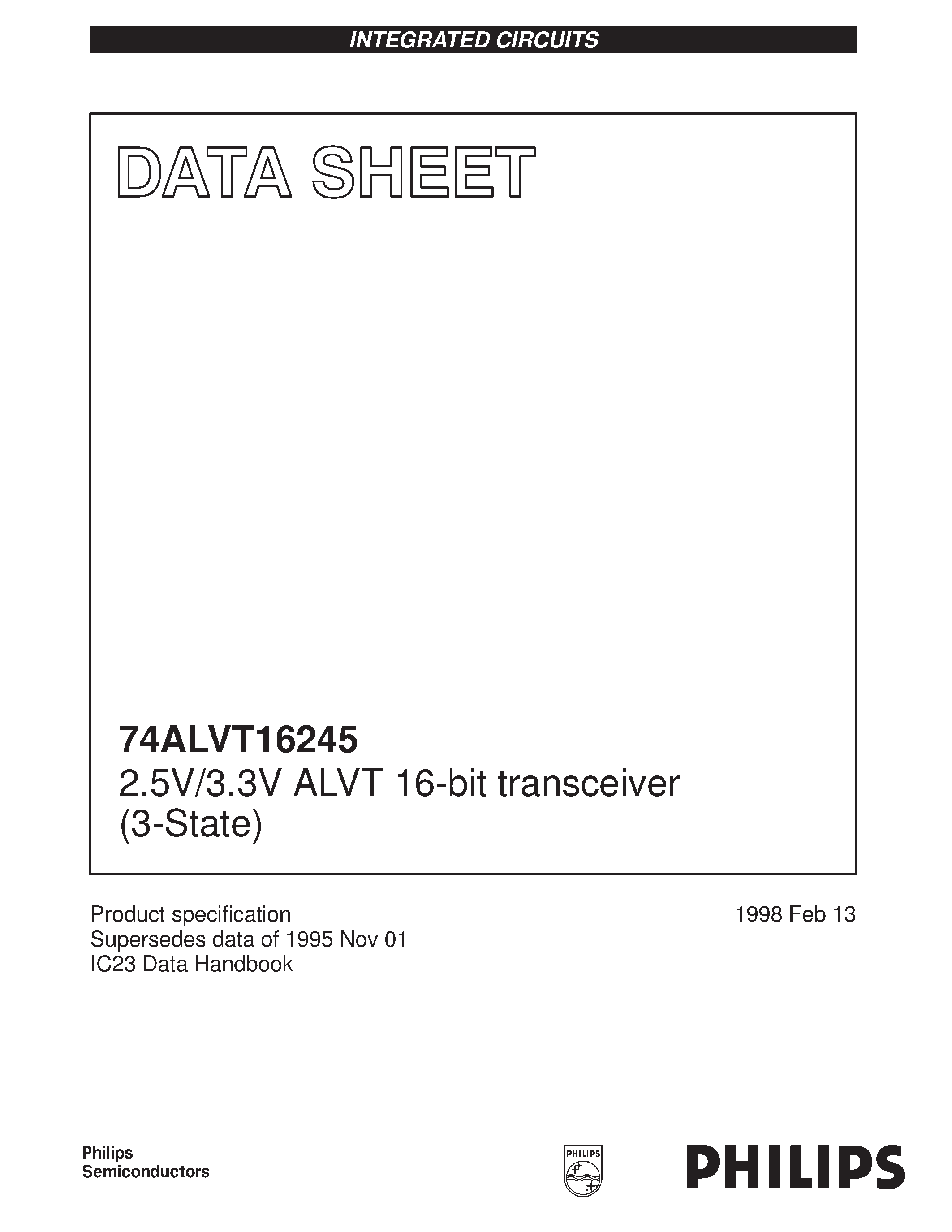 Даташит 74ALVT16245DGG - 2.5V/3.3V ALVT 16-bit transceiver 3-State страница 1