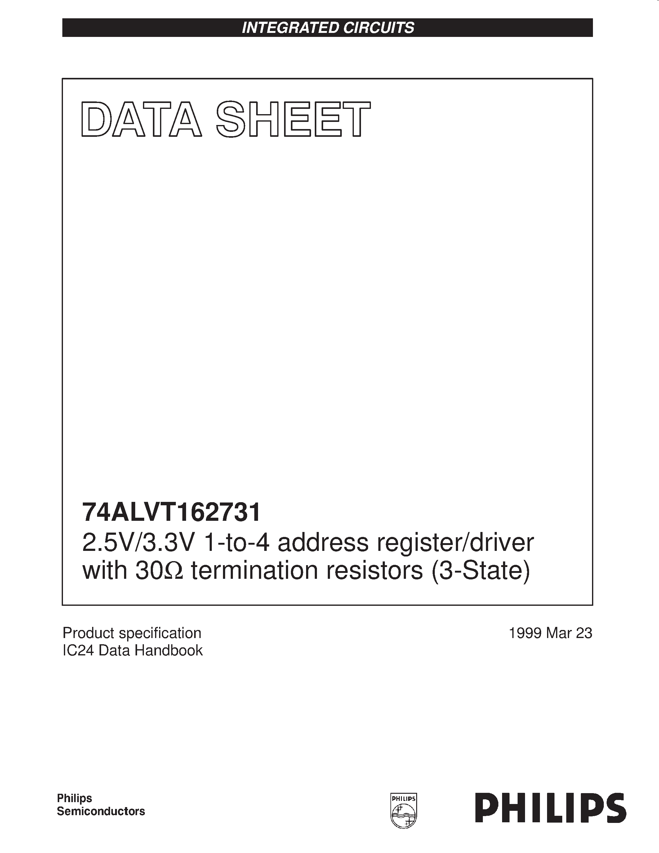 Datasheet 74ALVT162731DGG - 2.5V/3.3V 1-to-4 address register/driver with 30ohm termination resistors 3-State page 1