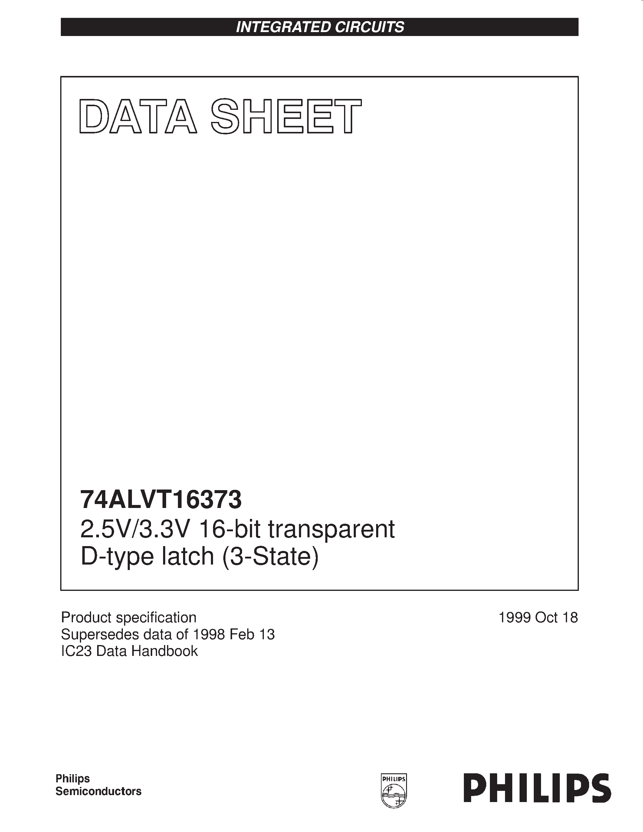 Datasheet 74ALVT16373 - 2.5V/3.3V 16-bit transparent D-type latch 3-State page 1