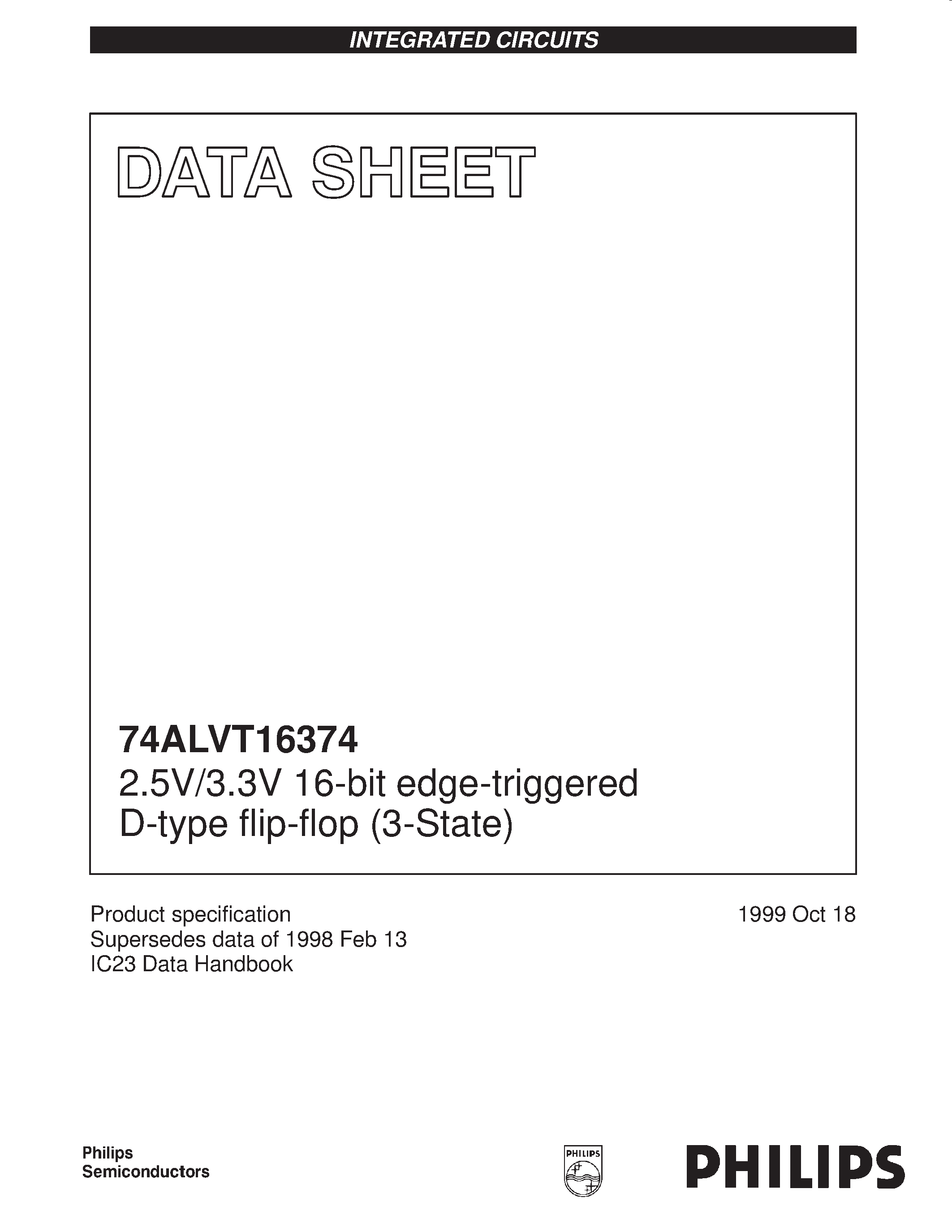 Datasheet 74ALVT16374 - 2.5V/3.3V 16-bit edge-triggered D-type flip-flop 3-State page 1