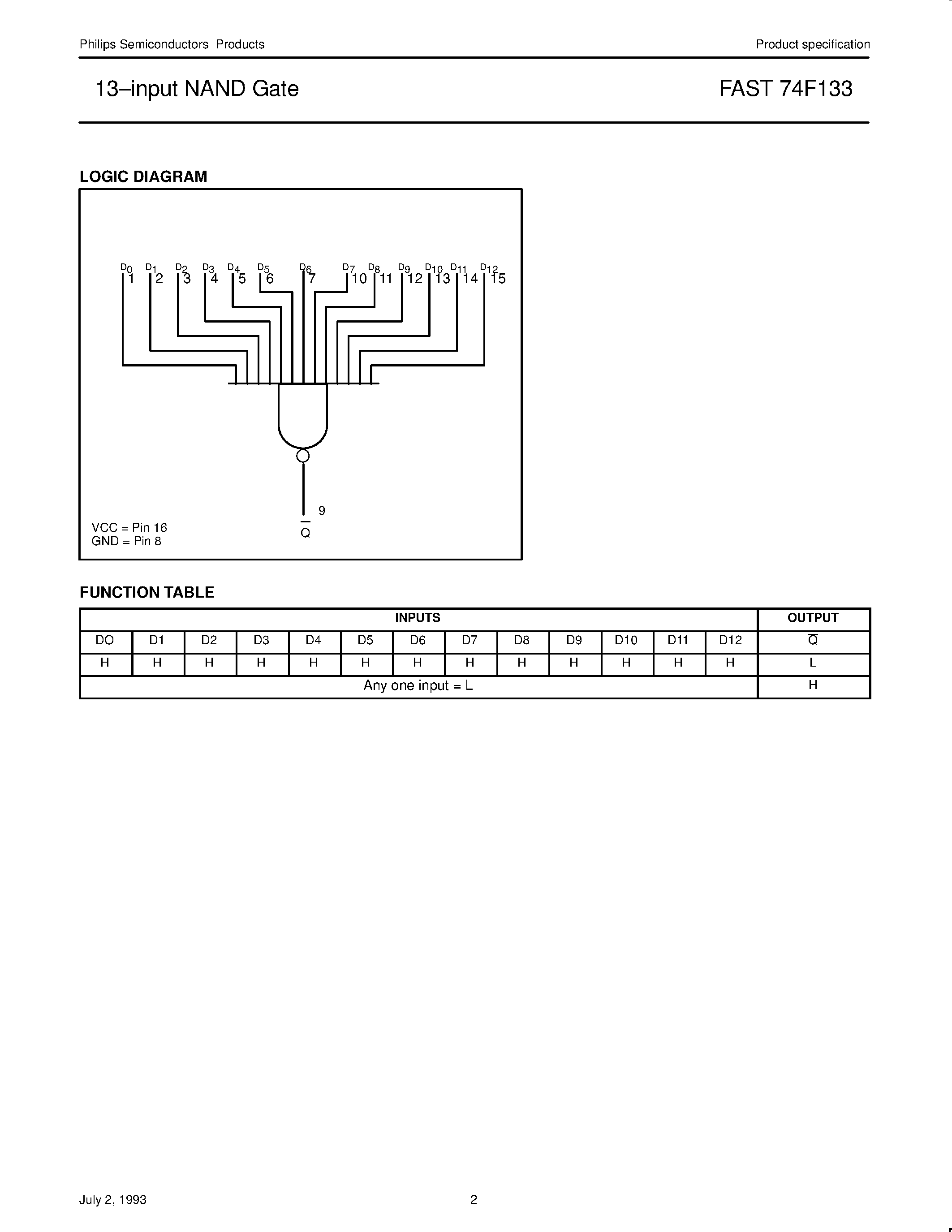 Datasheet 74F133 - 13.input NAND Gate page 2