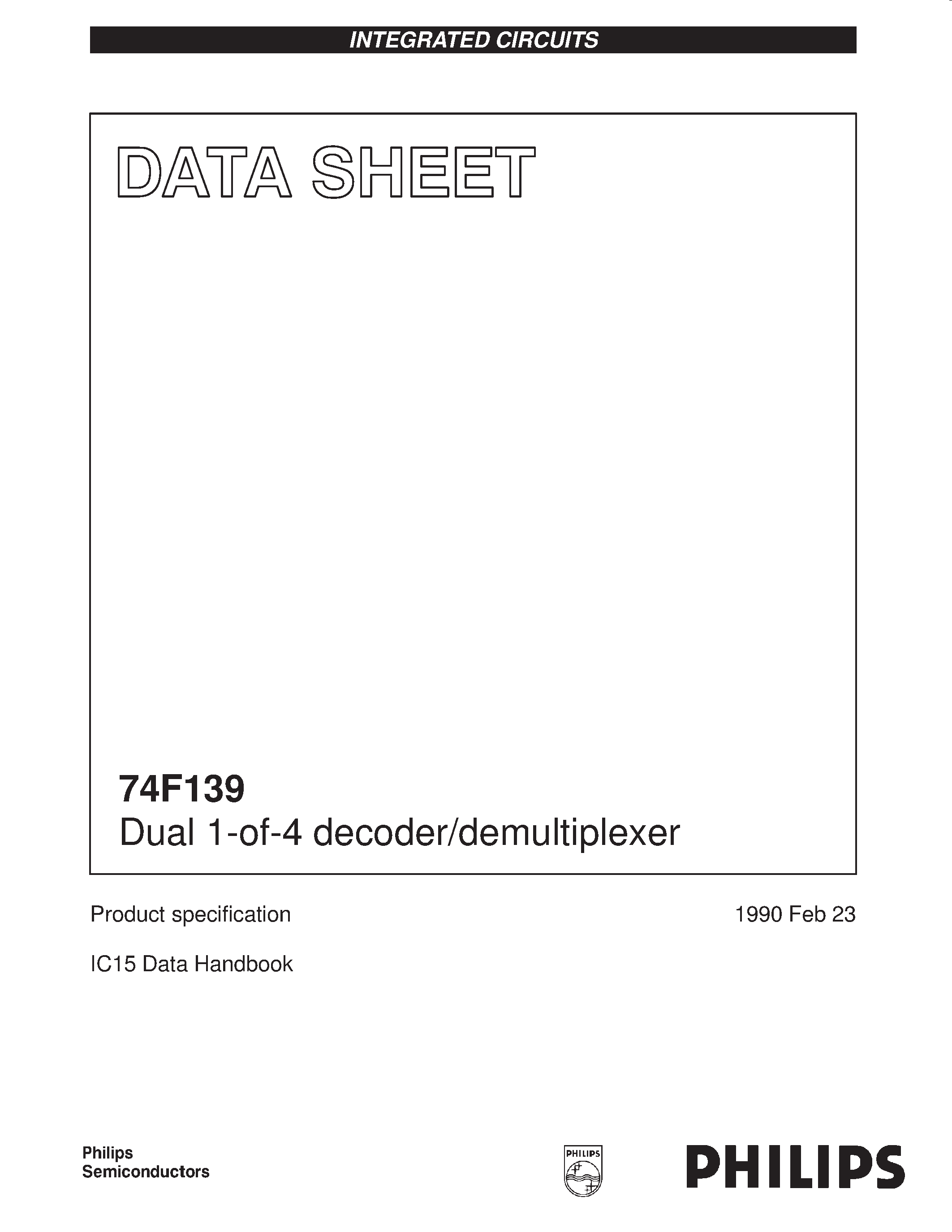 Даташит 74F139 - Dual 1-of-4 decoder/demultiplexer страница 1