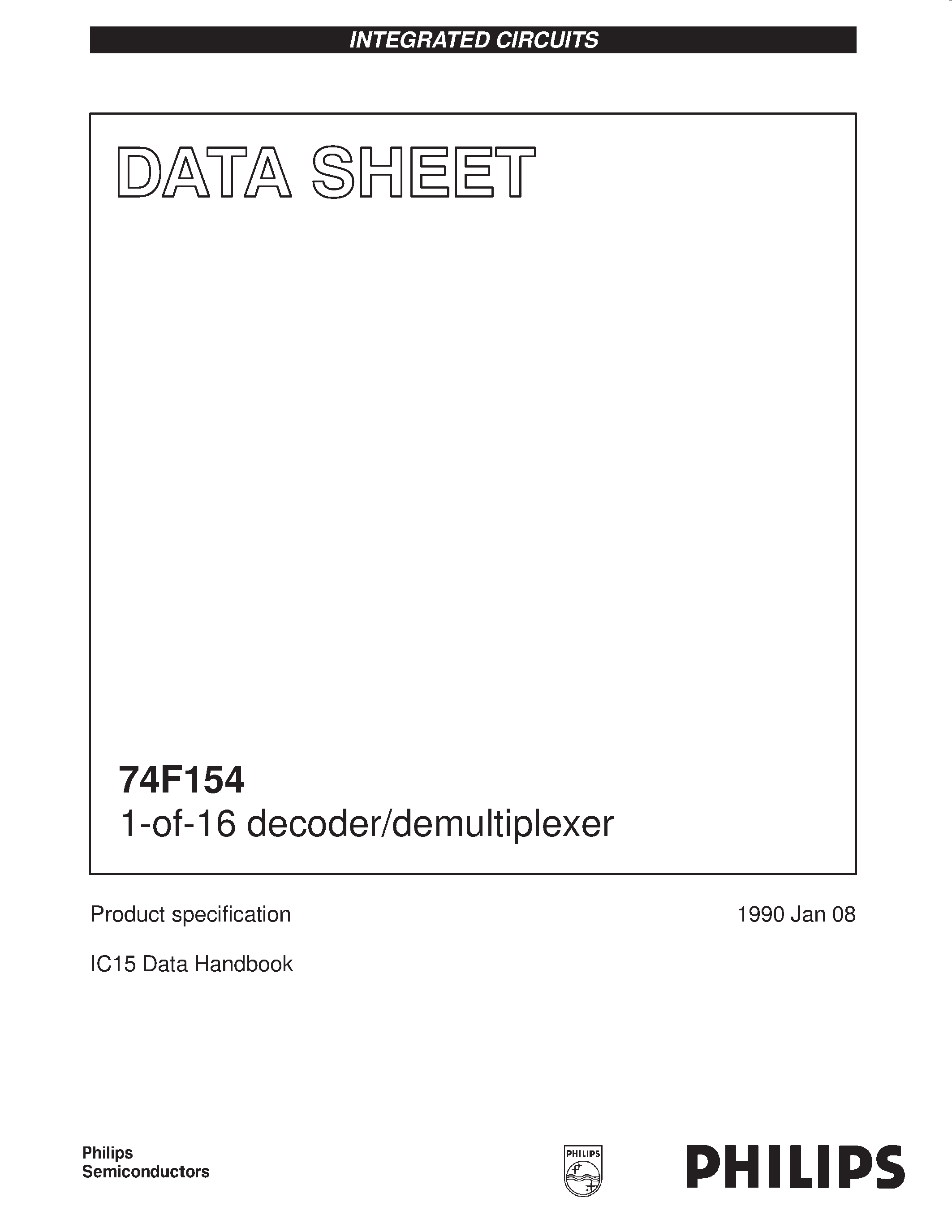 Даташит 74F154 - 1-of-16 decoder/demultiplexer страница 1