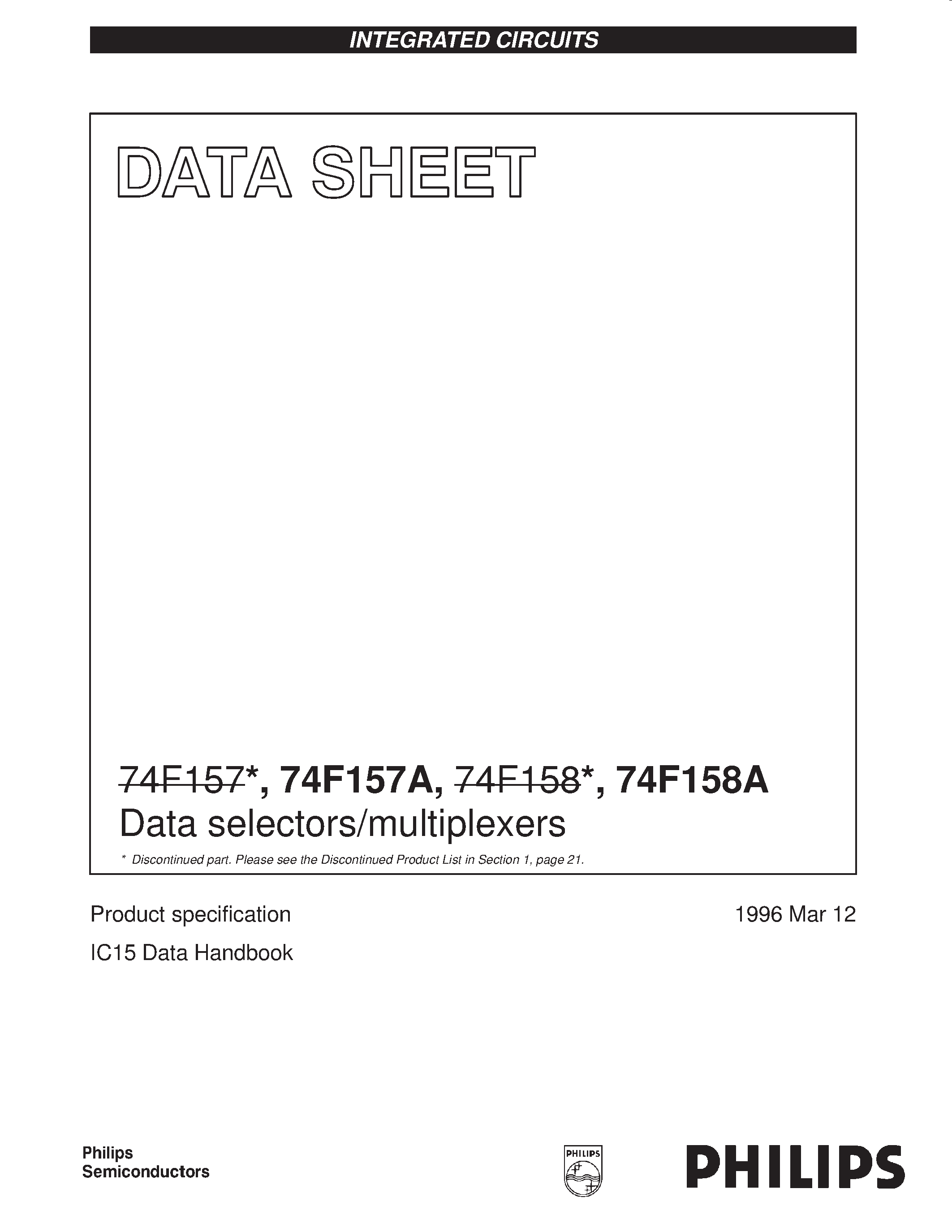 Даташит 74F157 - Data selectors/multiplexers страница 1