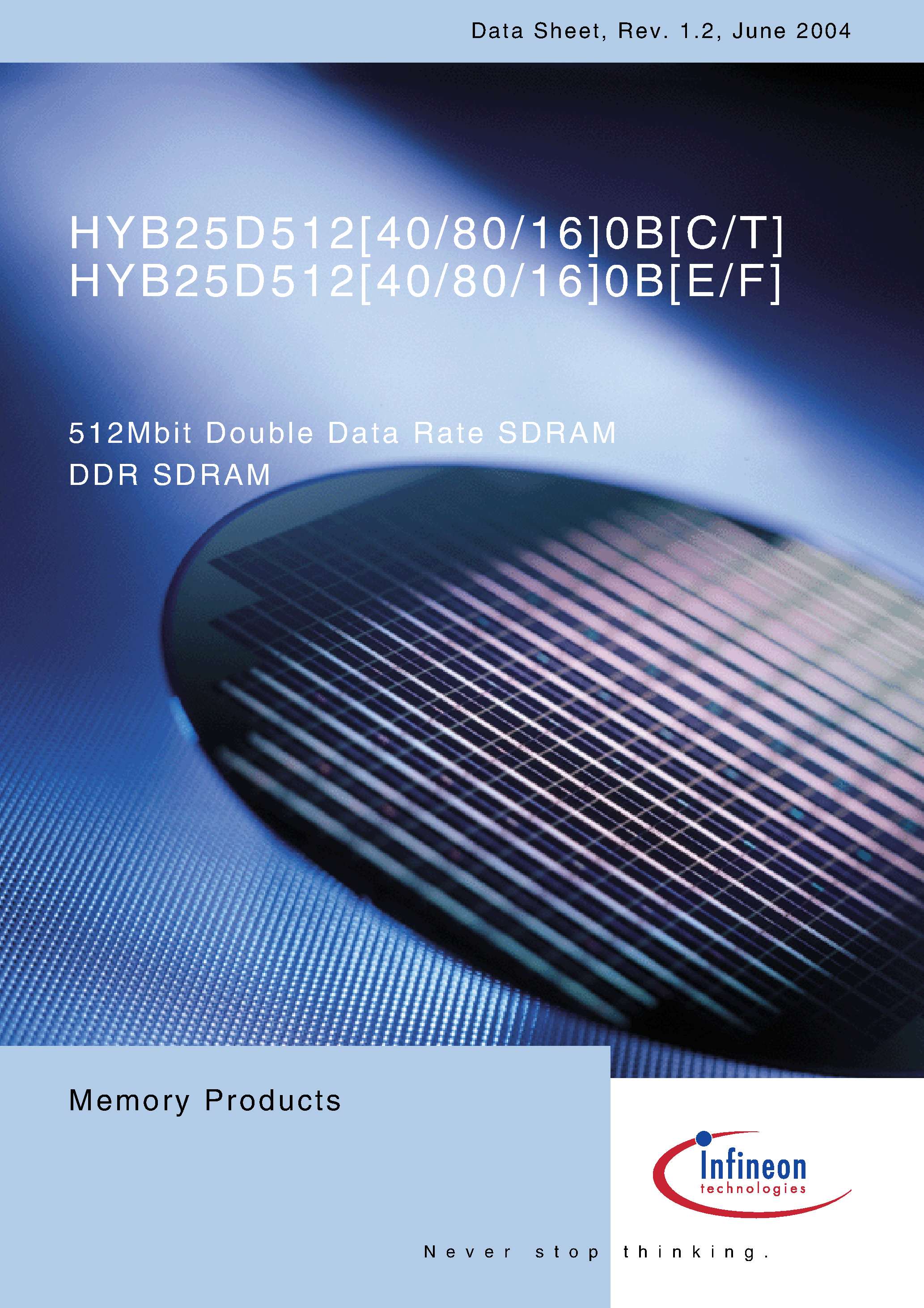 Даташит HYB25D512160BC-6 - 512Mbit Double Data Rate SDRAM страница 1