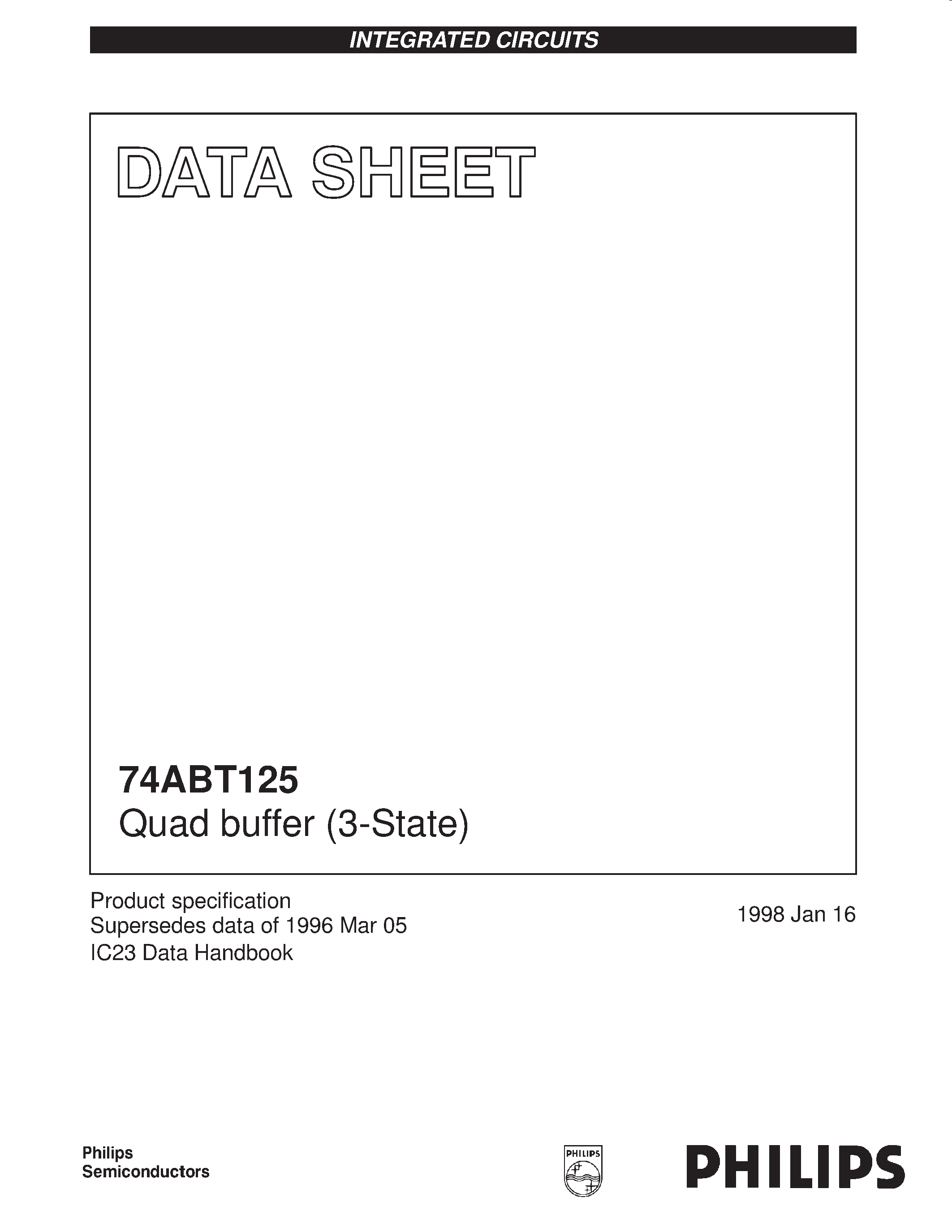 Datasheet 74ABT125N - Quad buffer 3-State page 1