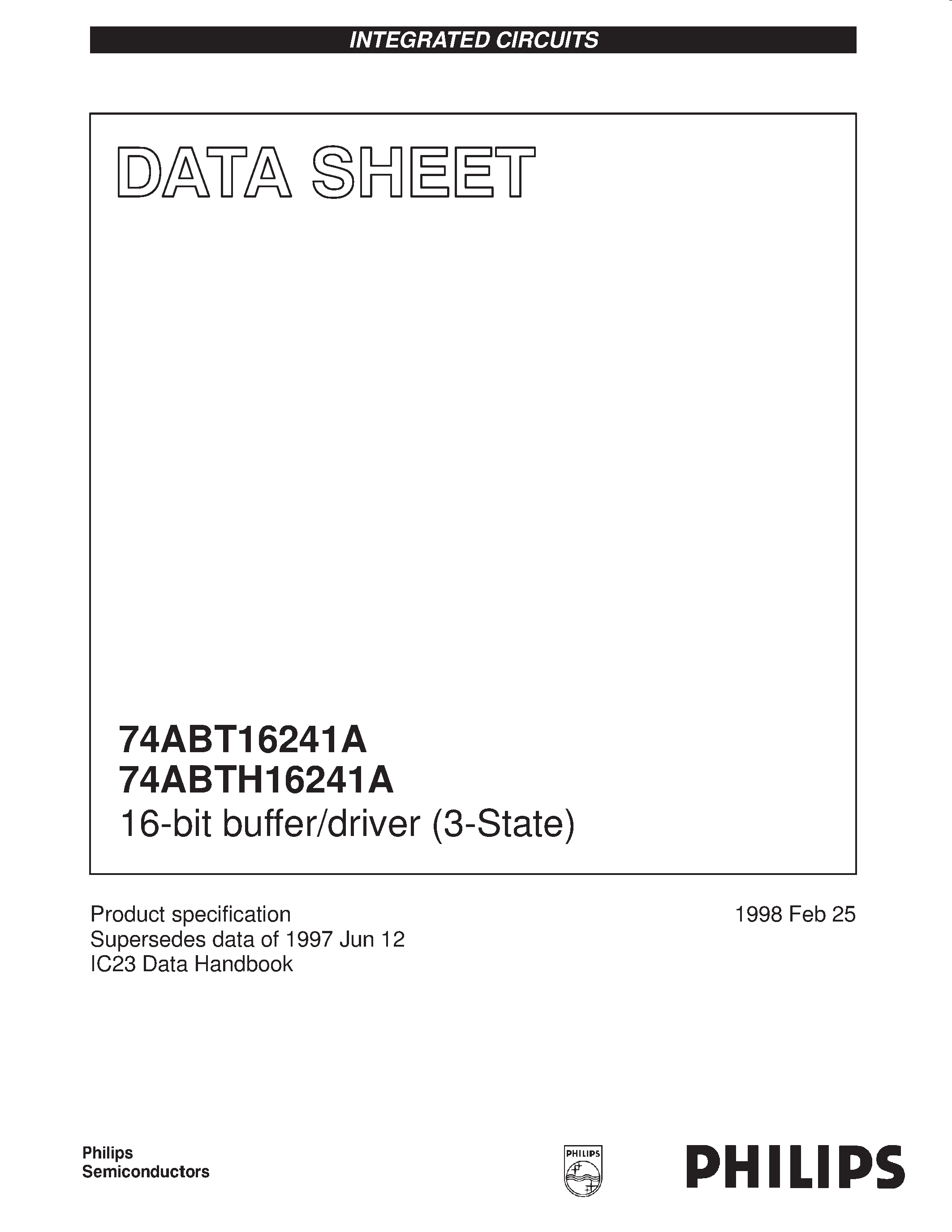 Datasheet 74ABT16241A - 16-bit buffer/driver 3-State page 1