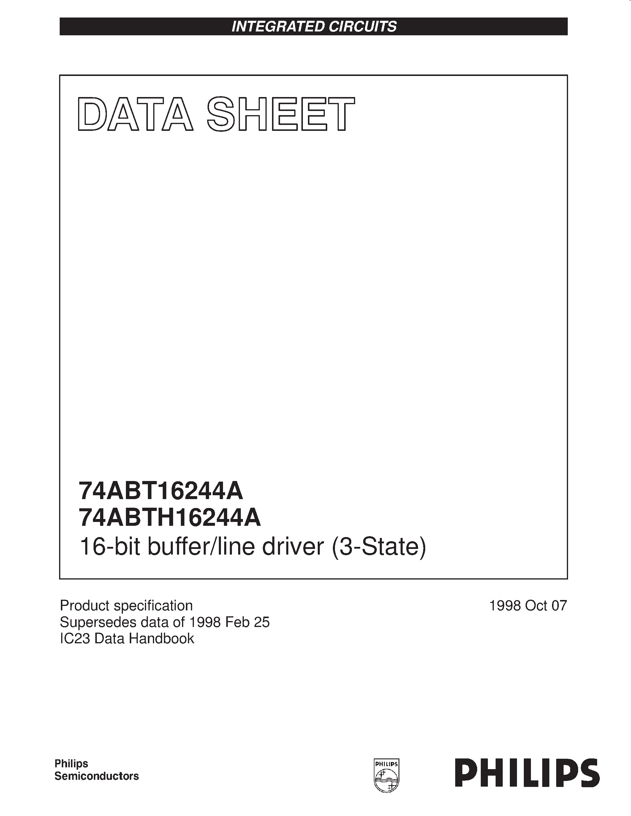 Datasheet 74ABT16244A - 16-bit buffer/line driver 3-State page 1