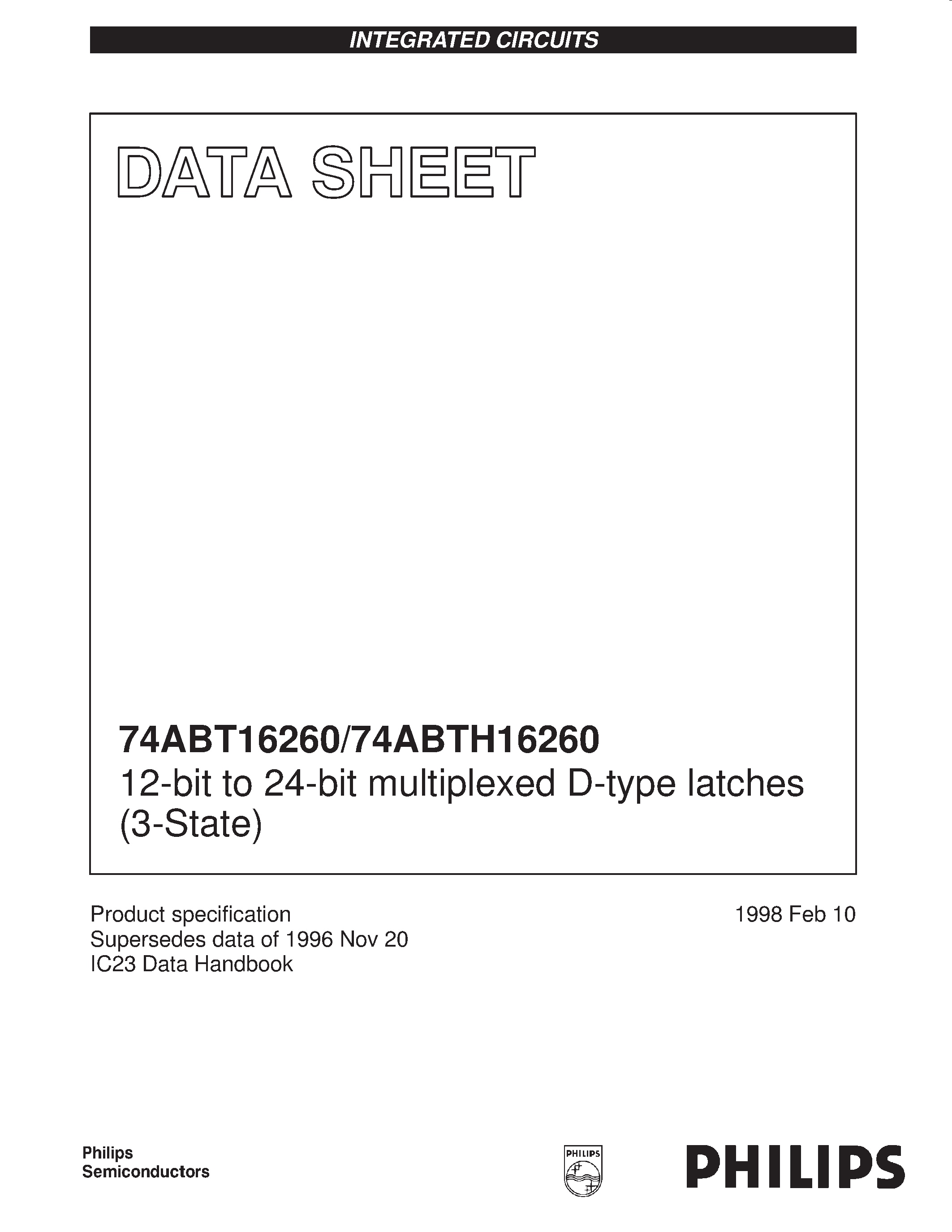 Даташит 74ABT16260DL - 12-bit to 24-bit multiplexed D-type latches 3-State страница 1