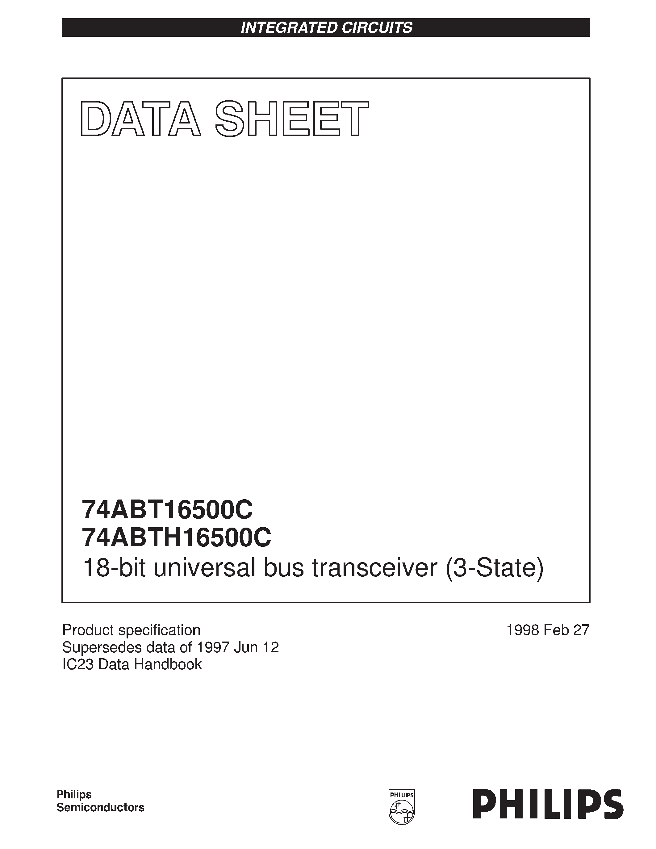 Даташит 74ABT16500C - 18-bit universal bus transceiver 3-State страница 1