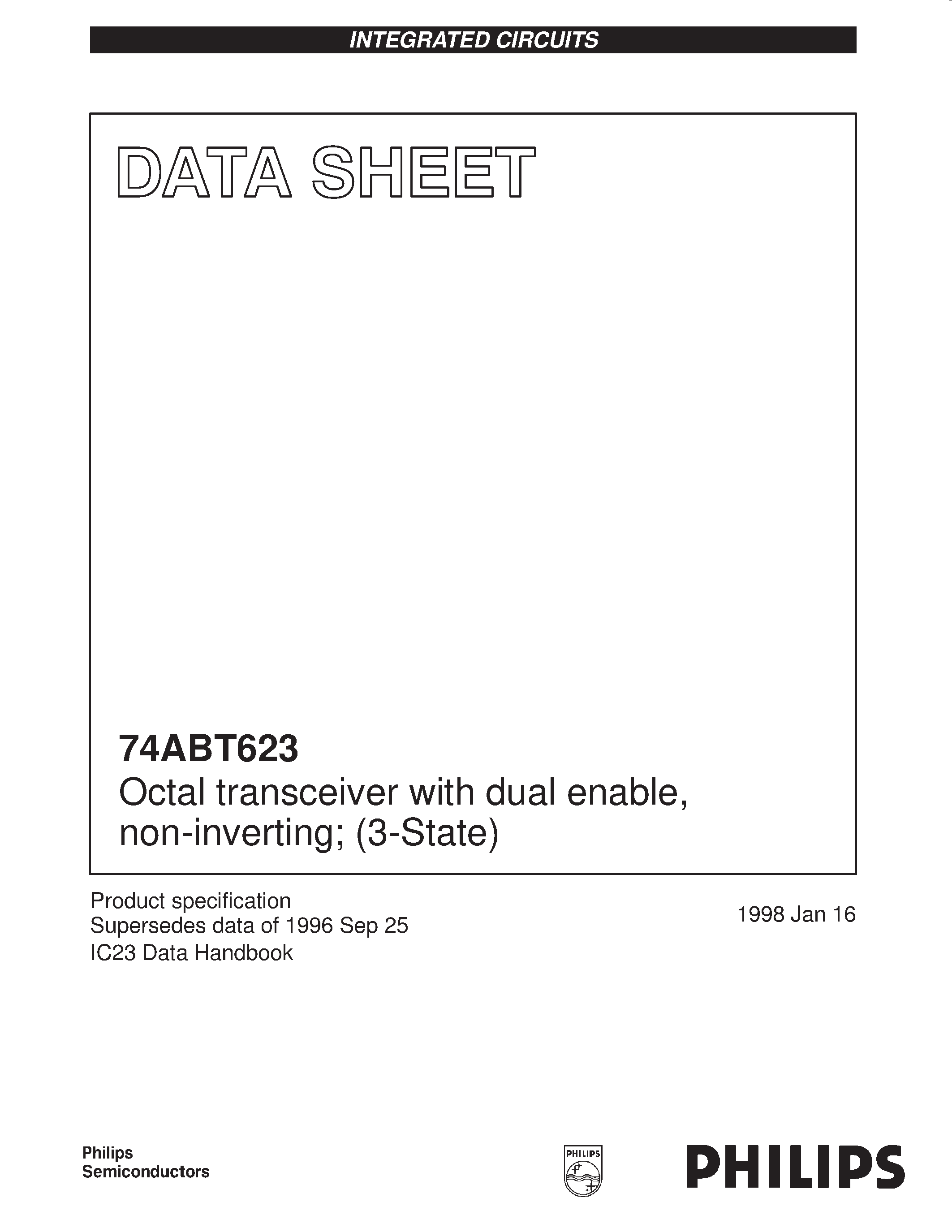 Datasheet 74ABT623 - Octal transceiver with dual enable/ non-inverting; 3-State page 1