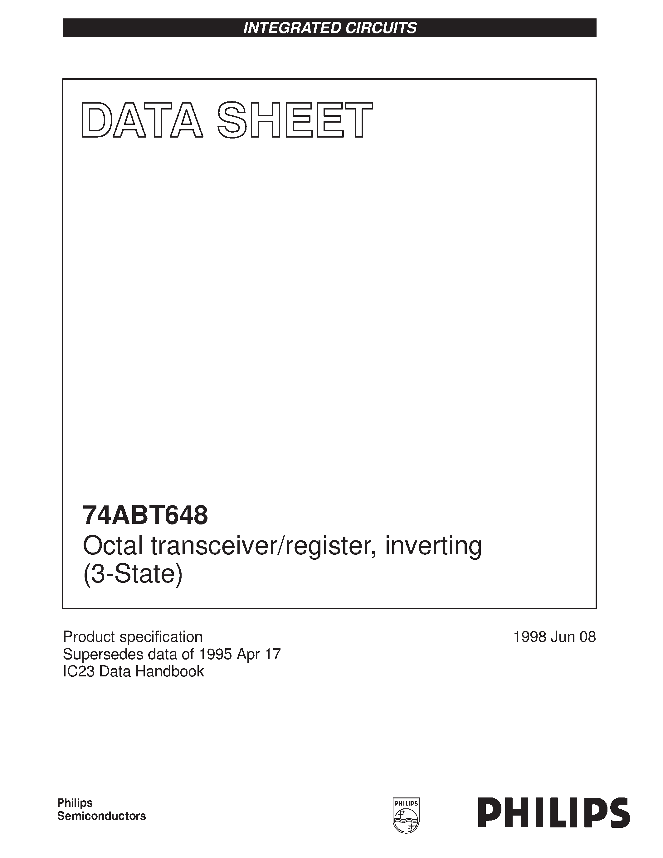 Datasheet 74ABT648D - Octal transceiver/register/ inverting 3-State page 1