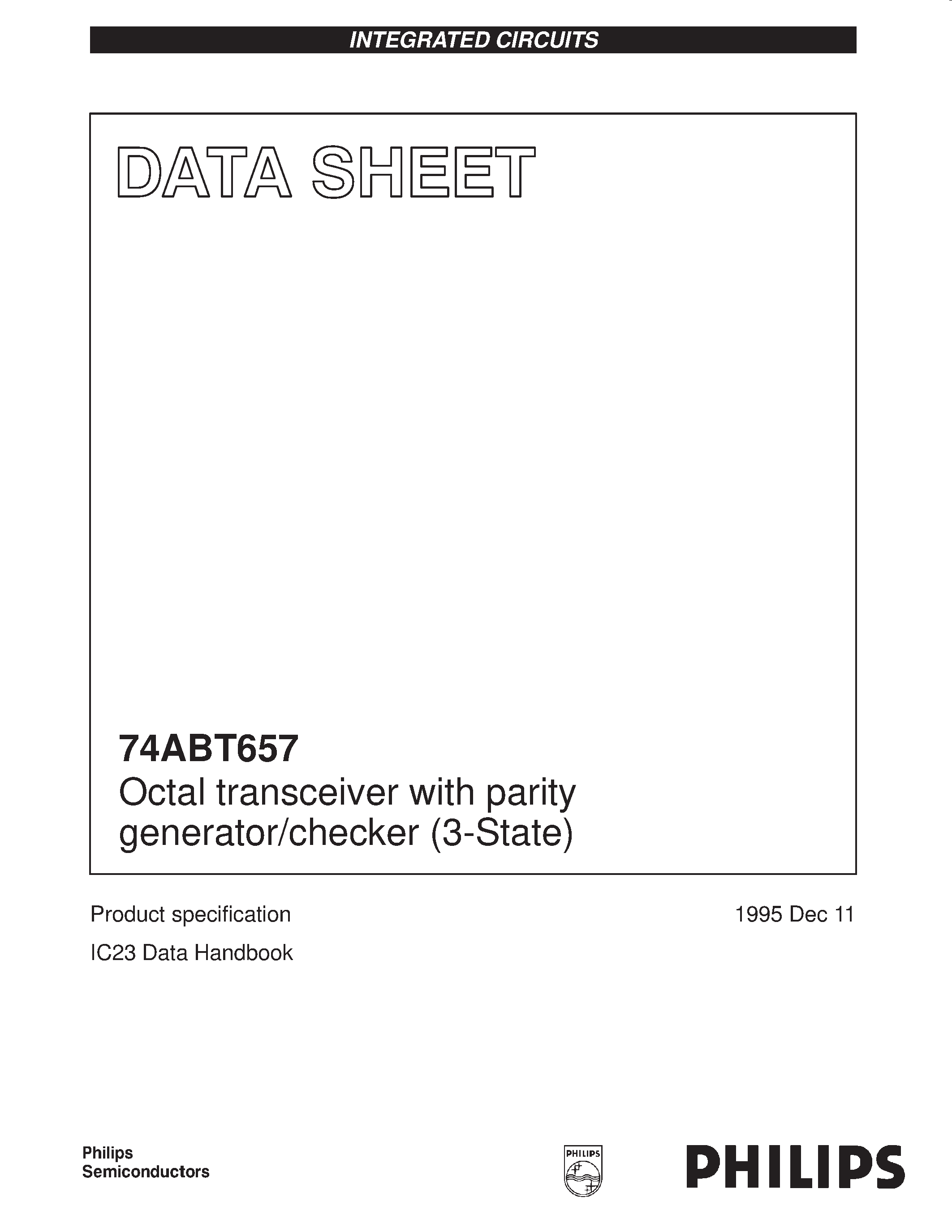 Datasheet 74ABT657D - Octal transceiver with parity generator/checker 3-State page 1