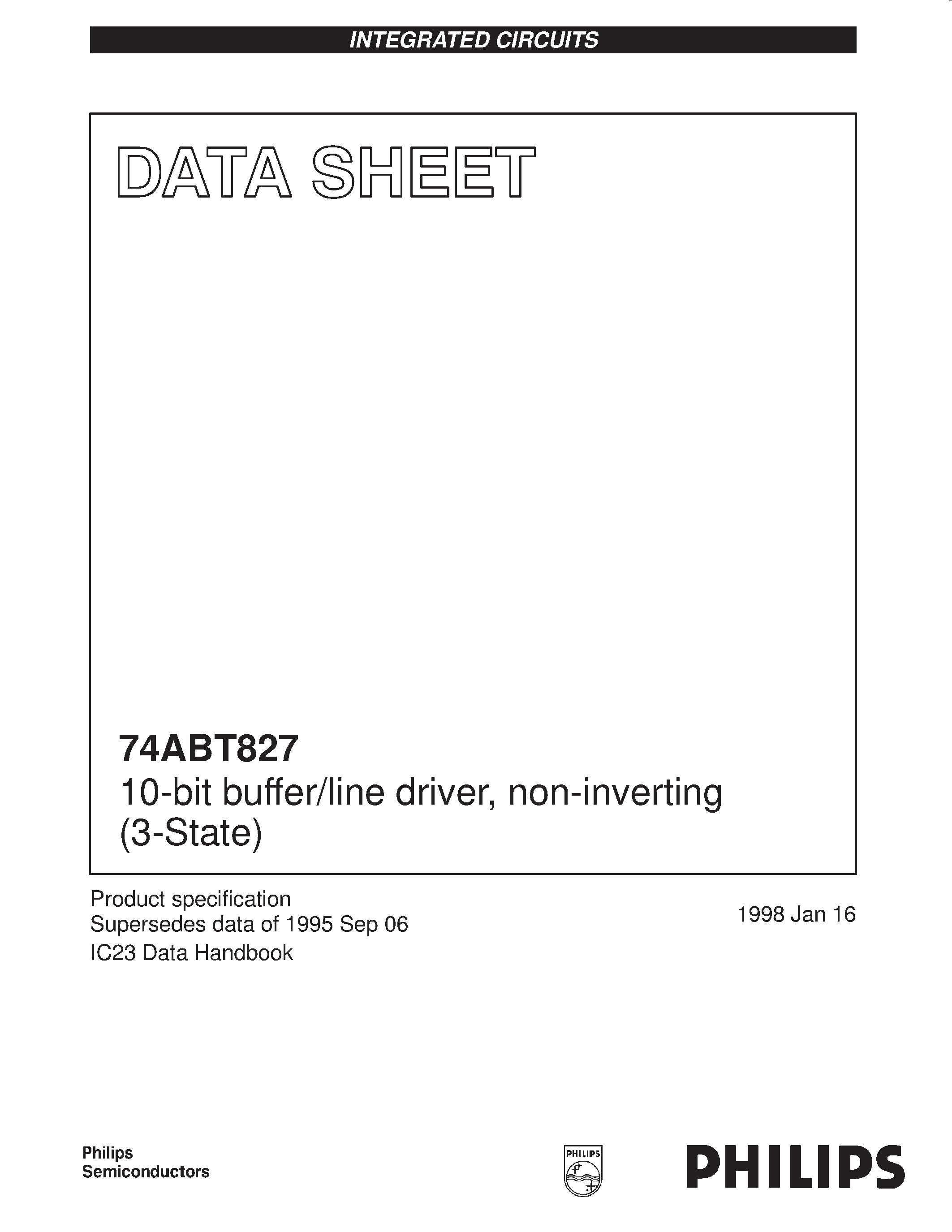 Datasheet 74ABT827D - 10-bit buffer/line driver/ non-inverting 3-State page 1