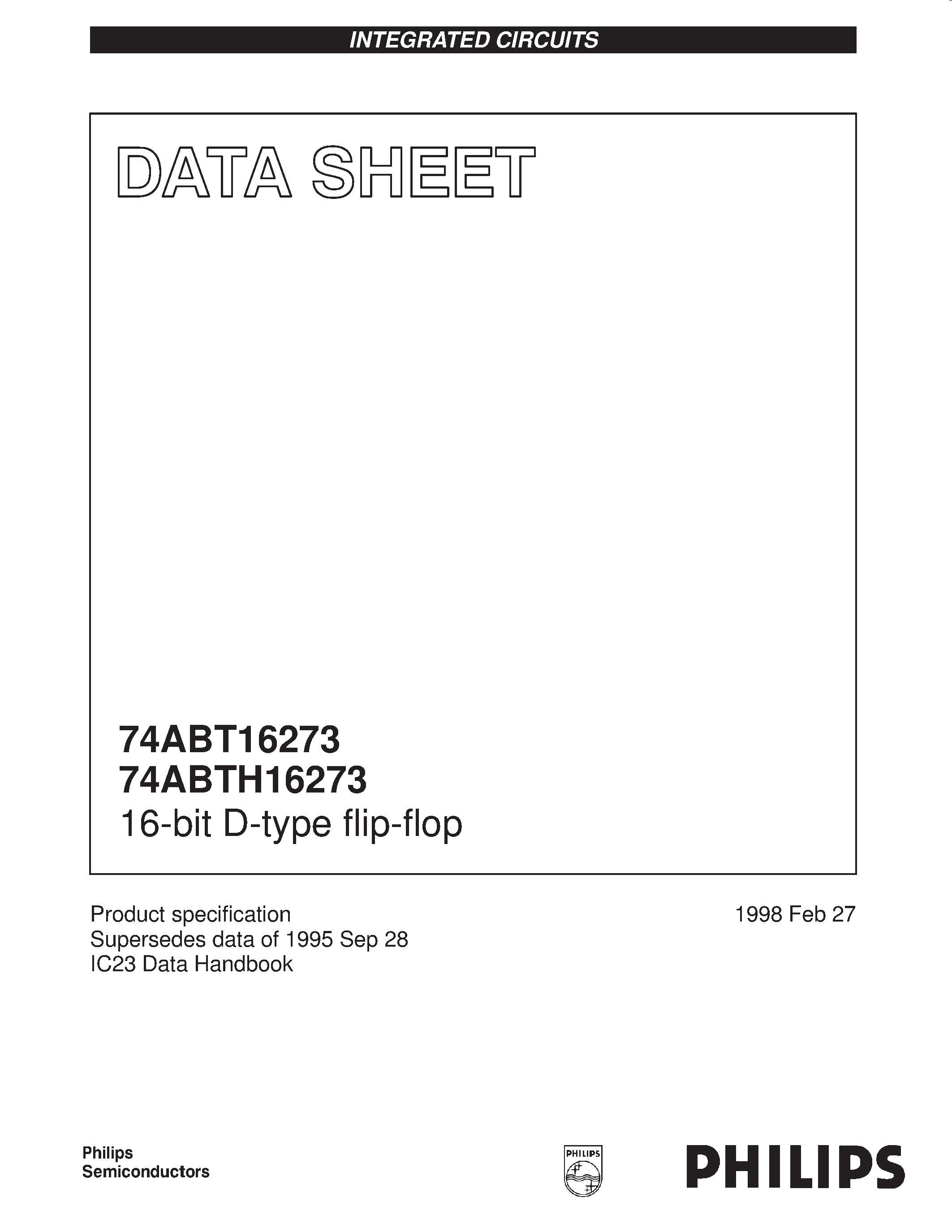 Datasheet 74ABTH162827A - 20-bit buffer/line driver/ non-inverting/with 30ohm termination resistors (3-State) page 1