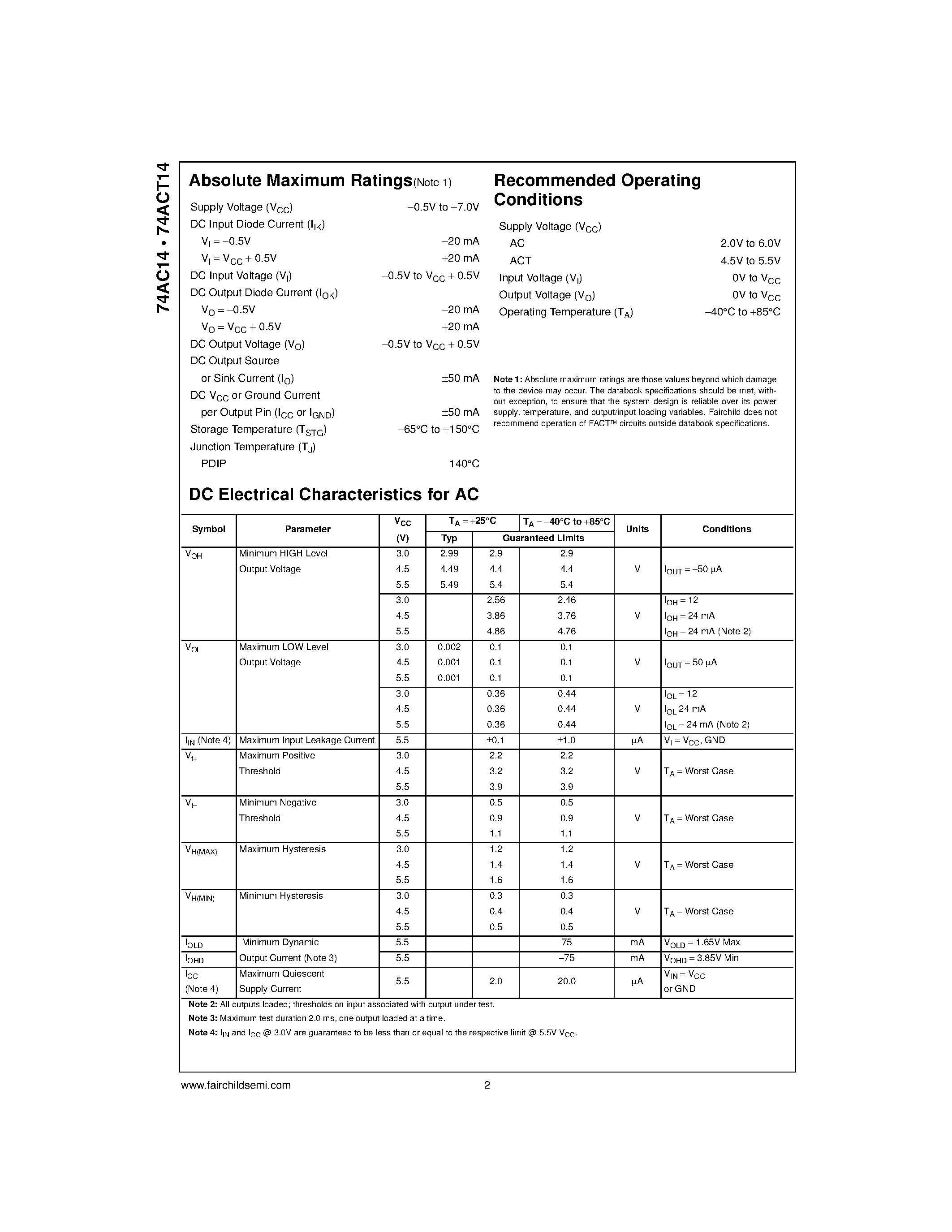 Даташит 74ACT151 - 8-Input Multiplexer страница 2