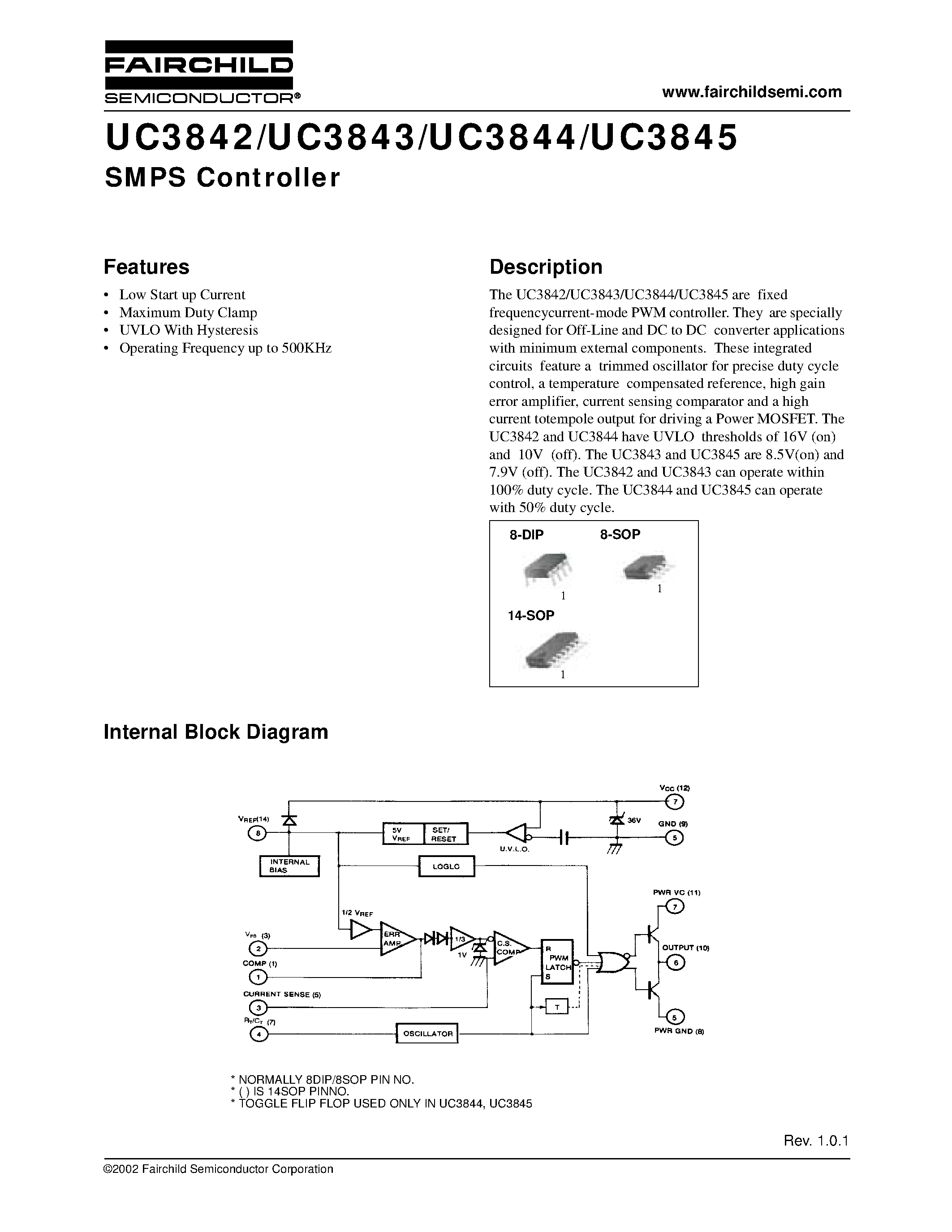 Datasheet UC3844D - SMPS Controller page 1