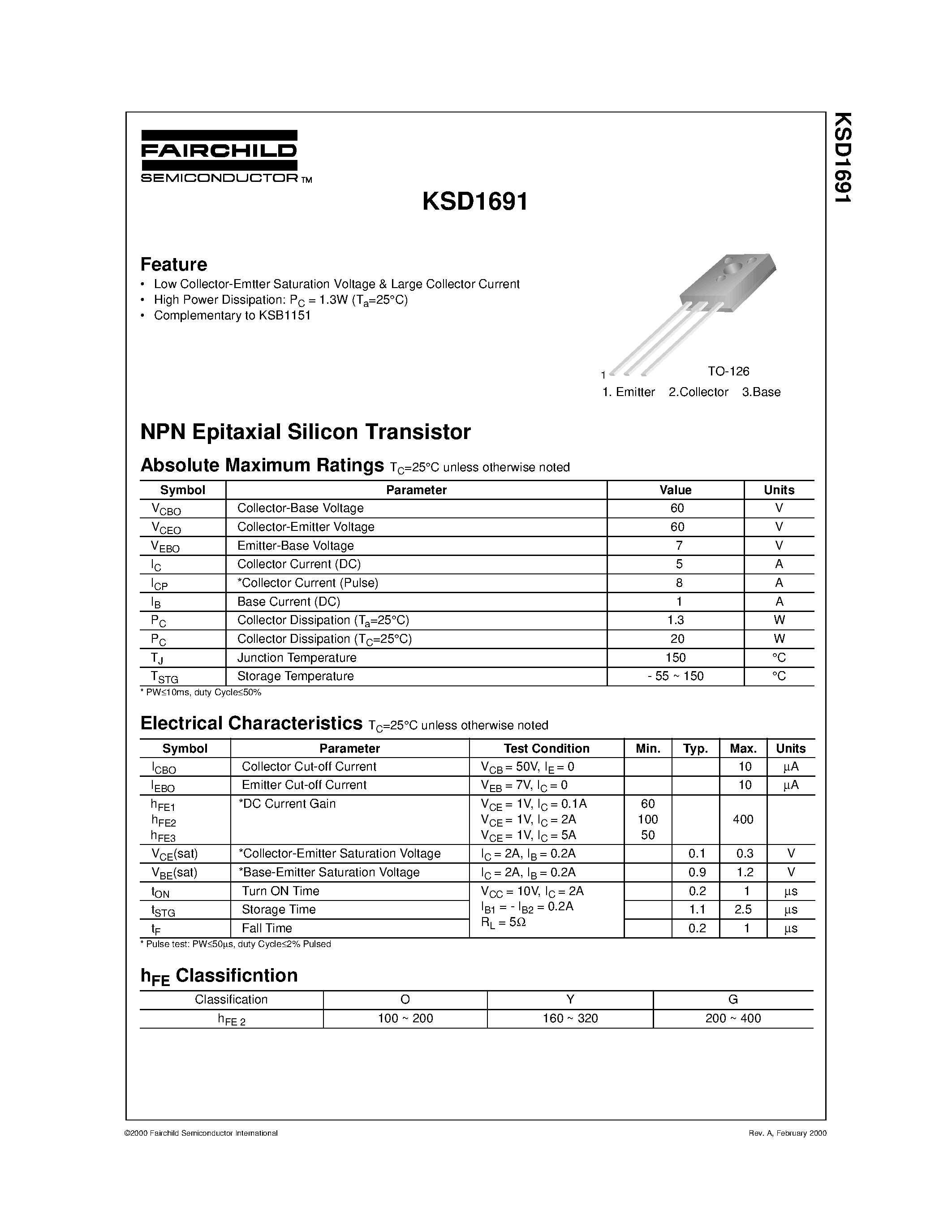 Datasheet KSD1691 - Feature page 1