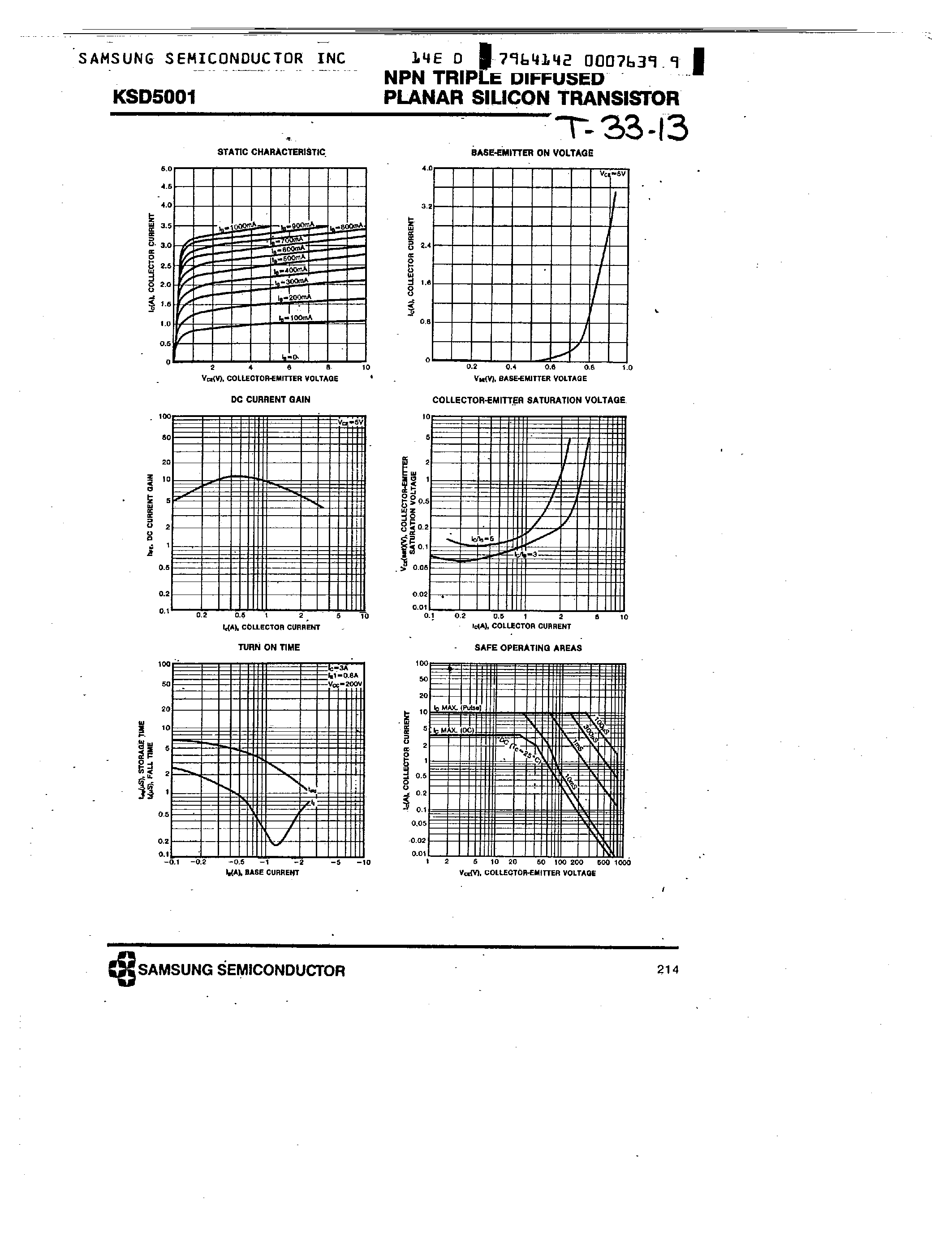 Datasheet KSD5001 - NPN (COLOR TV GORIZONTAL OUTPUT APPLICATIONS) page 2