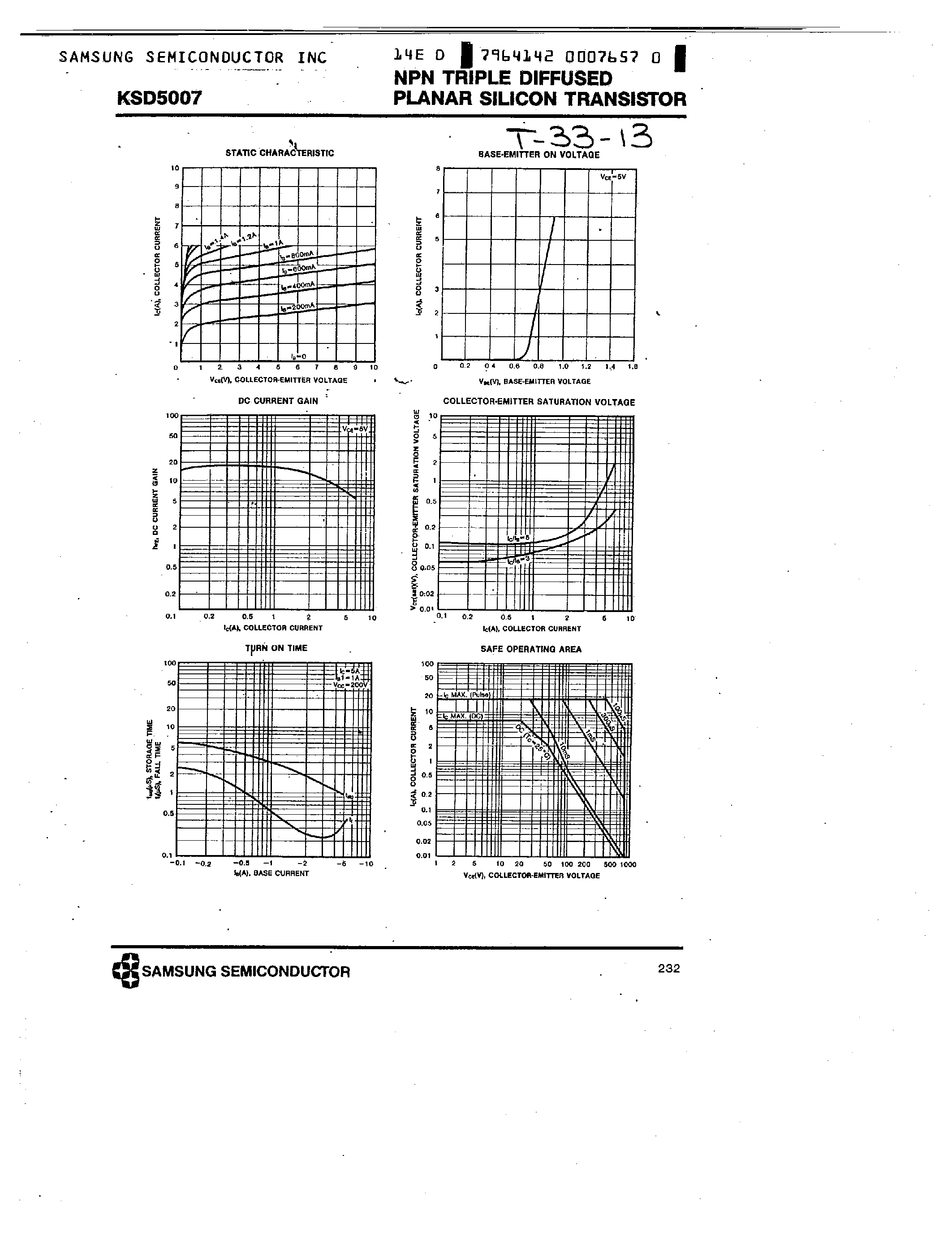 Datasheet KSD5007 - NPN COLOR TV HORIZONTAL OUTPUT APPLICATIONS) page 2