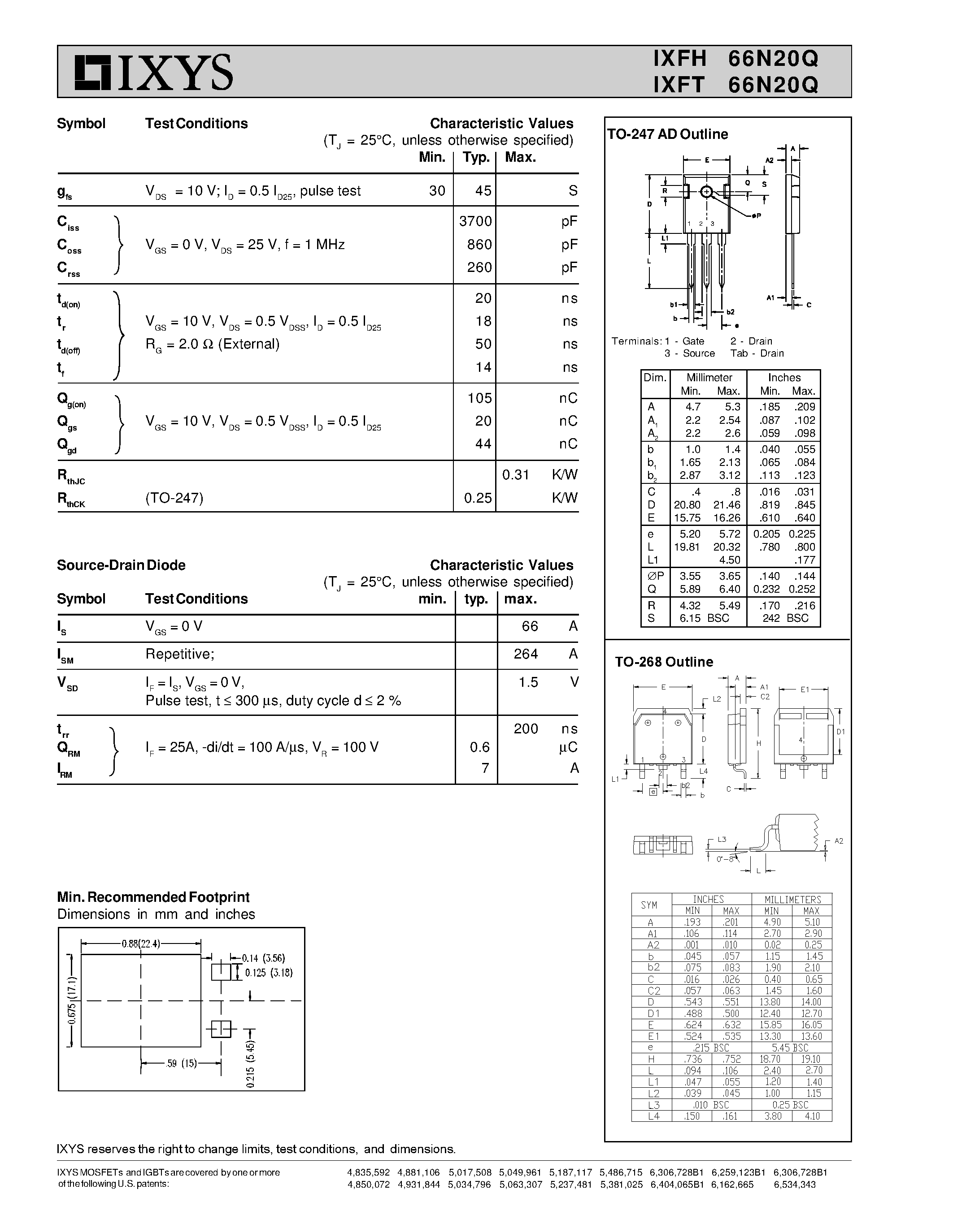 Datasheet IXFH66N20Q - HiPerFET Power MOSFETs Q-Class page 2