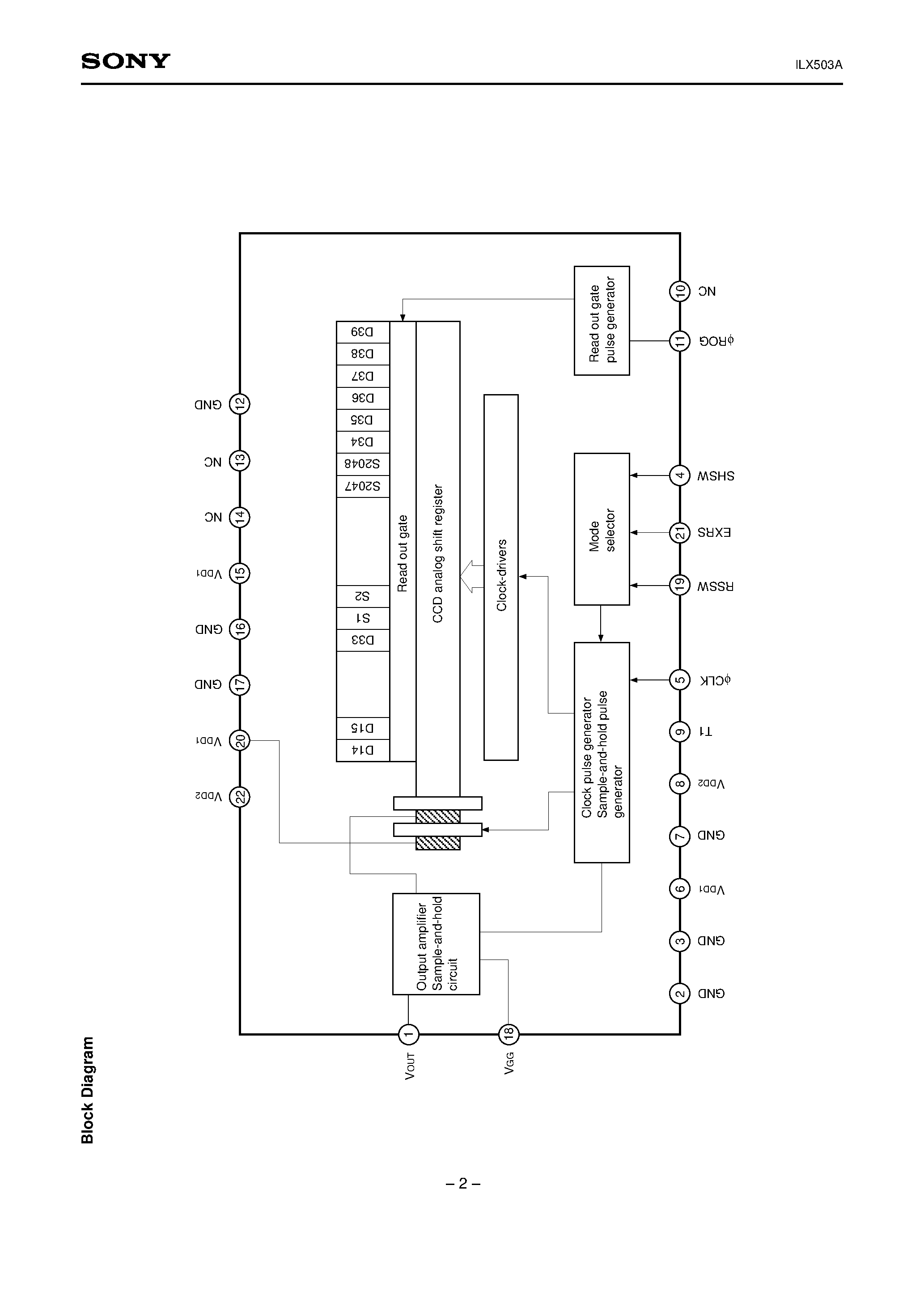 Datasheet ILX503 - 2048-pixel CCD Linear Image Sensor (B/W) page 2