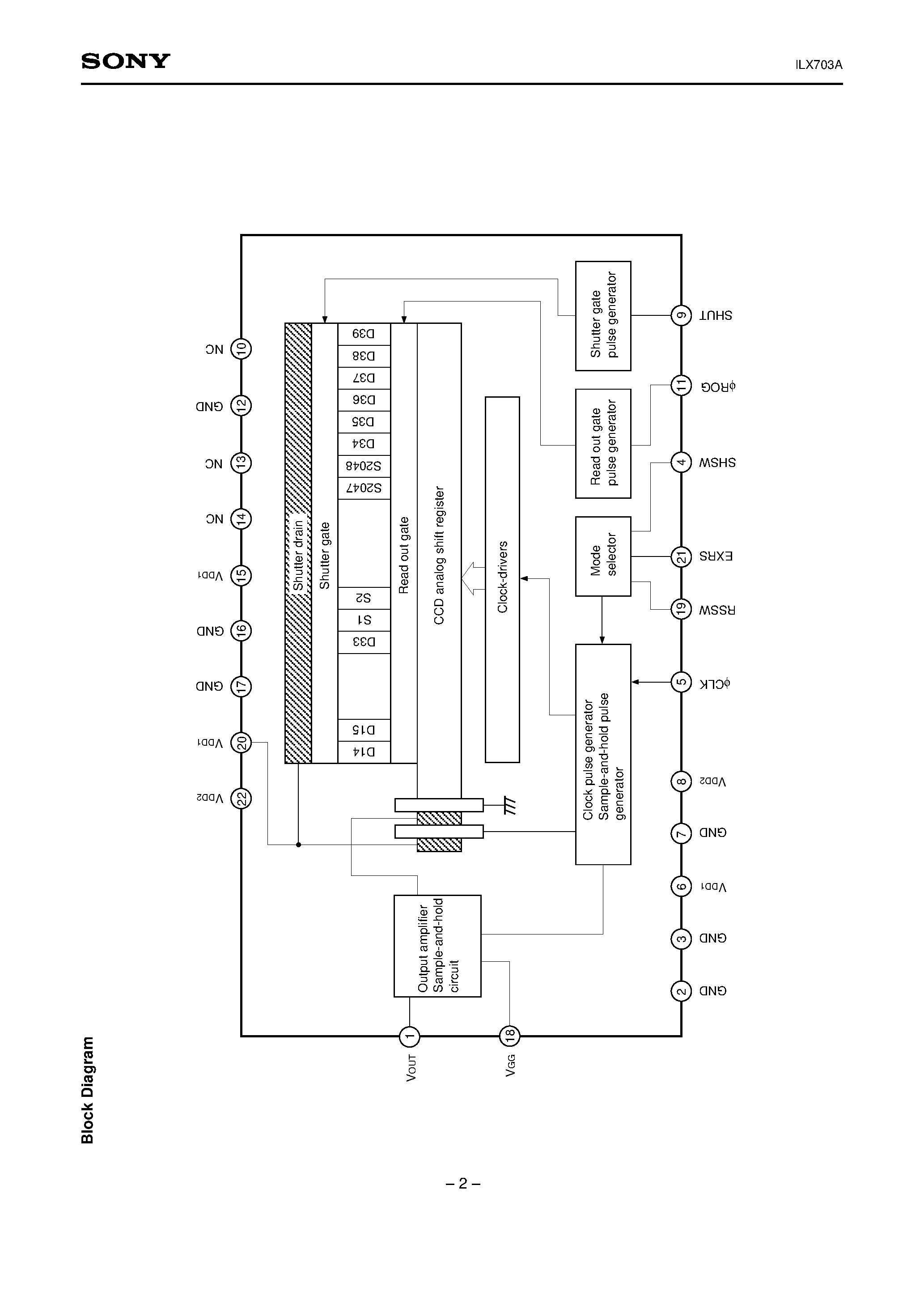 Datasheet ILX703A - 2048-pixel CCD Linear Image Sensor (B/W) with Shutter Function page 2