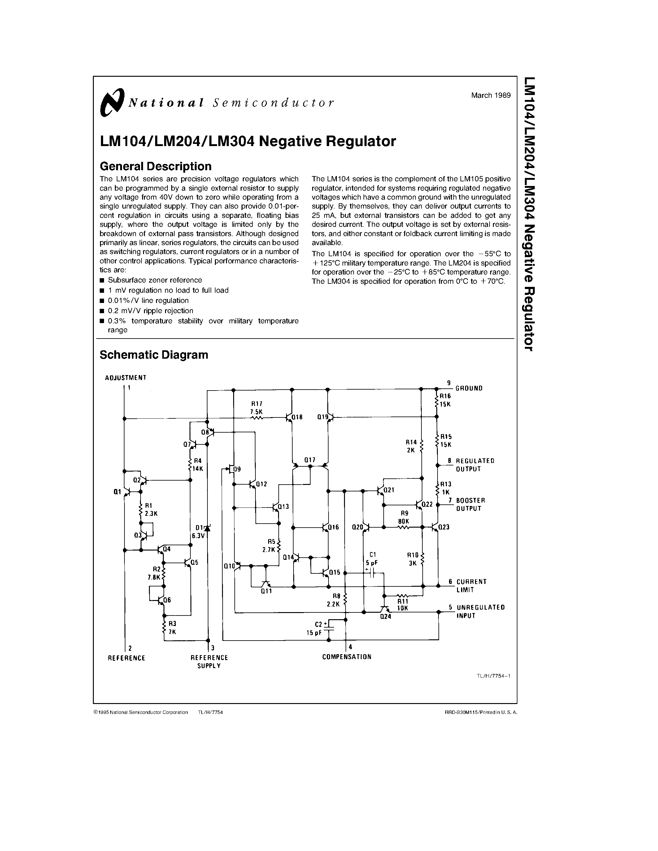 Datasheet LM204 - Negative Regulator page 1