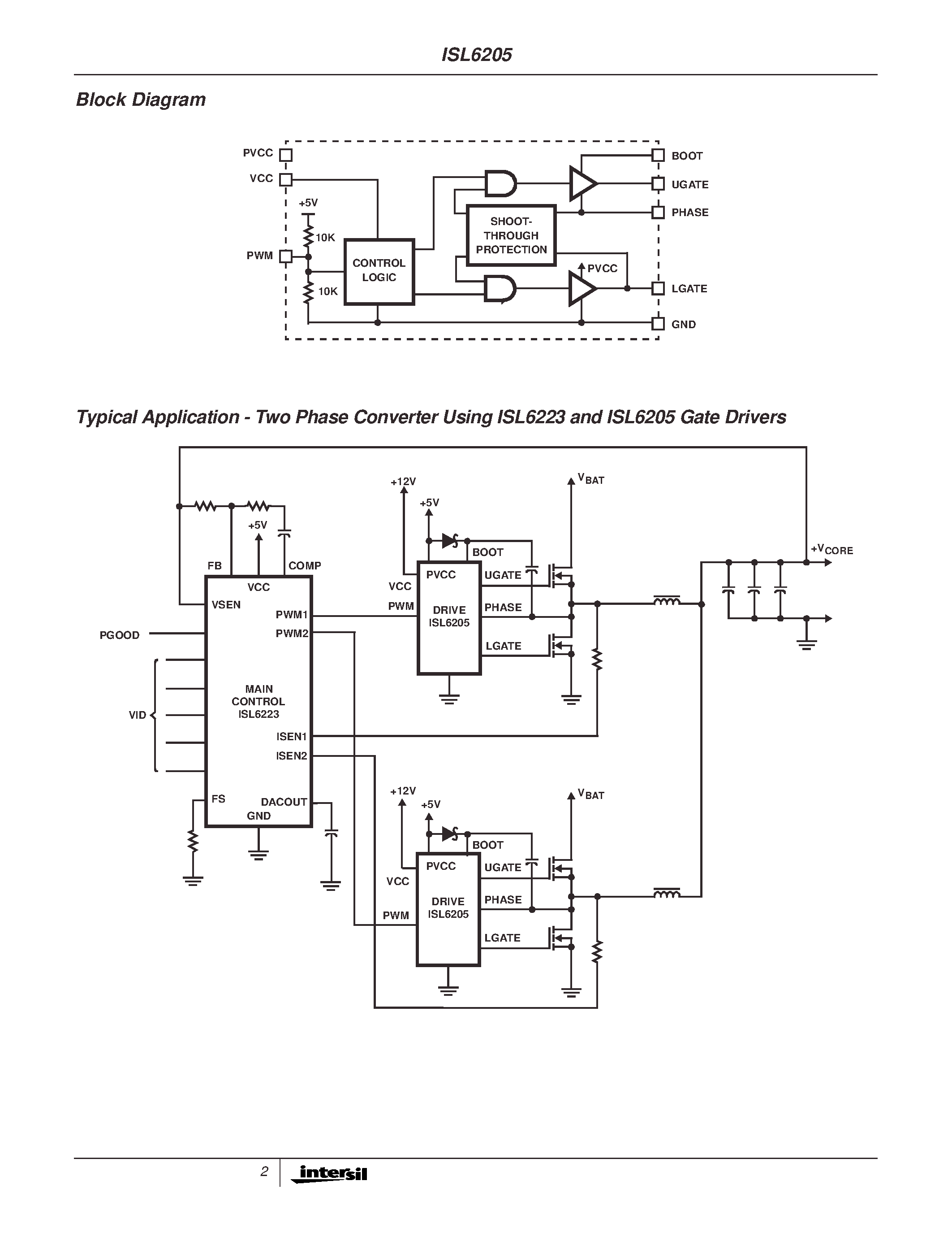 Datasheet ISL6205CB - High Voltage Synchronous Rectified Buck MOSFET Driver page 2