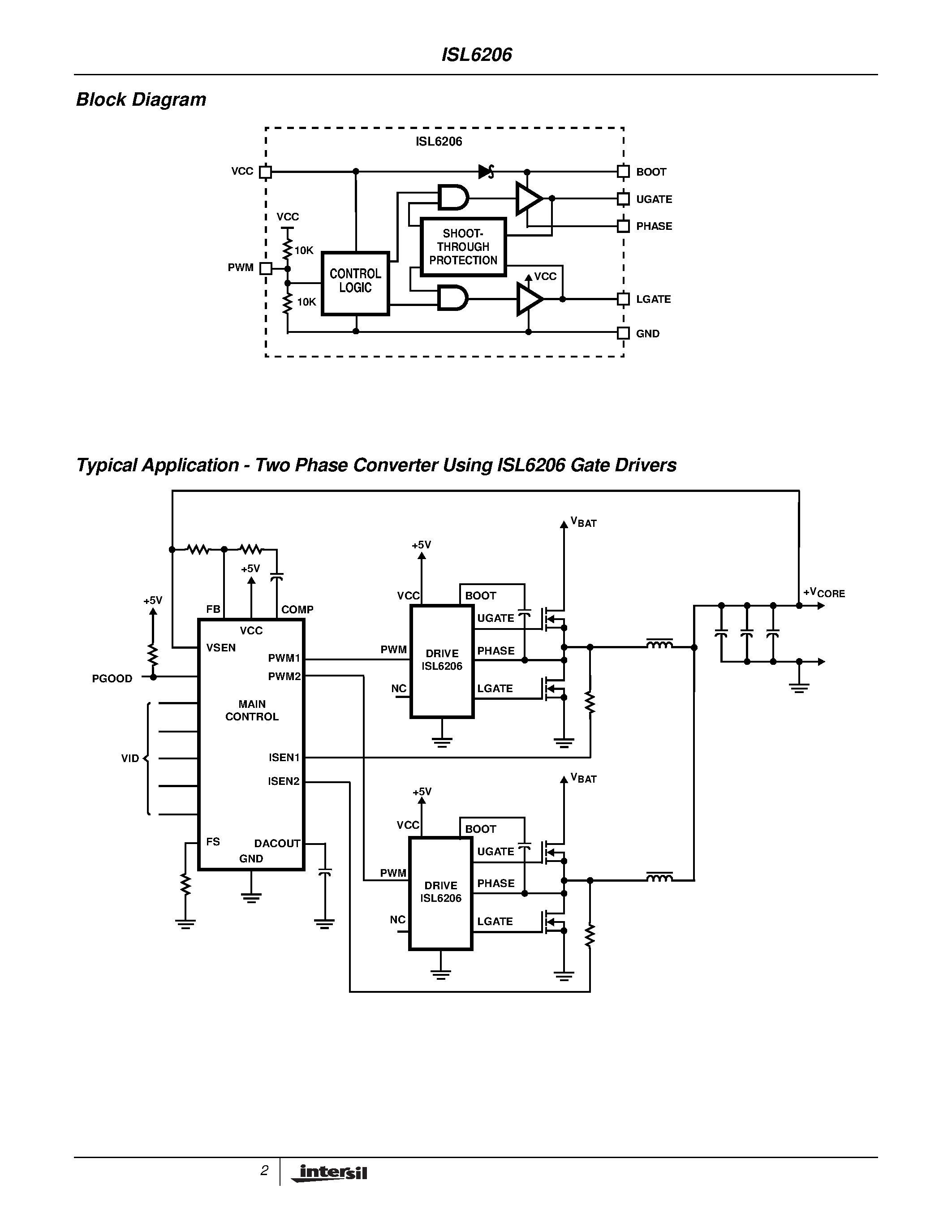 Datasheet ISL6206 - High Voltage Synchronous Rectified Buck MOSFET Driver page 2