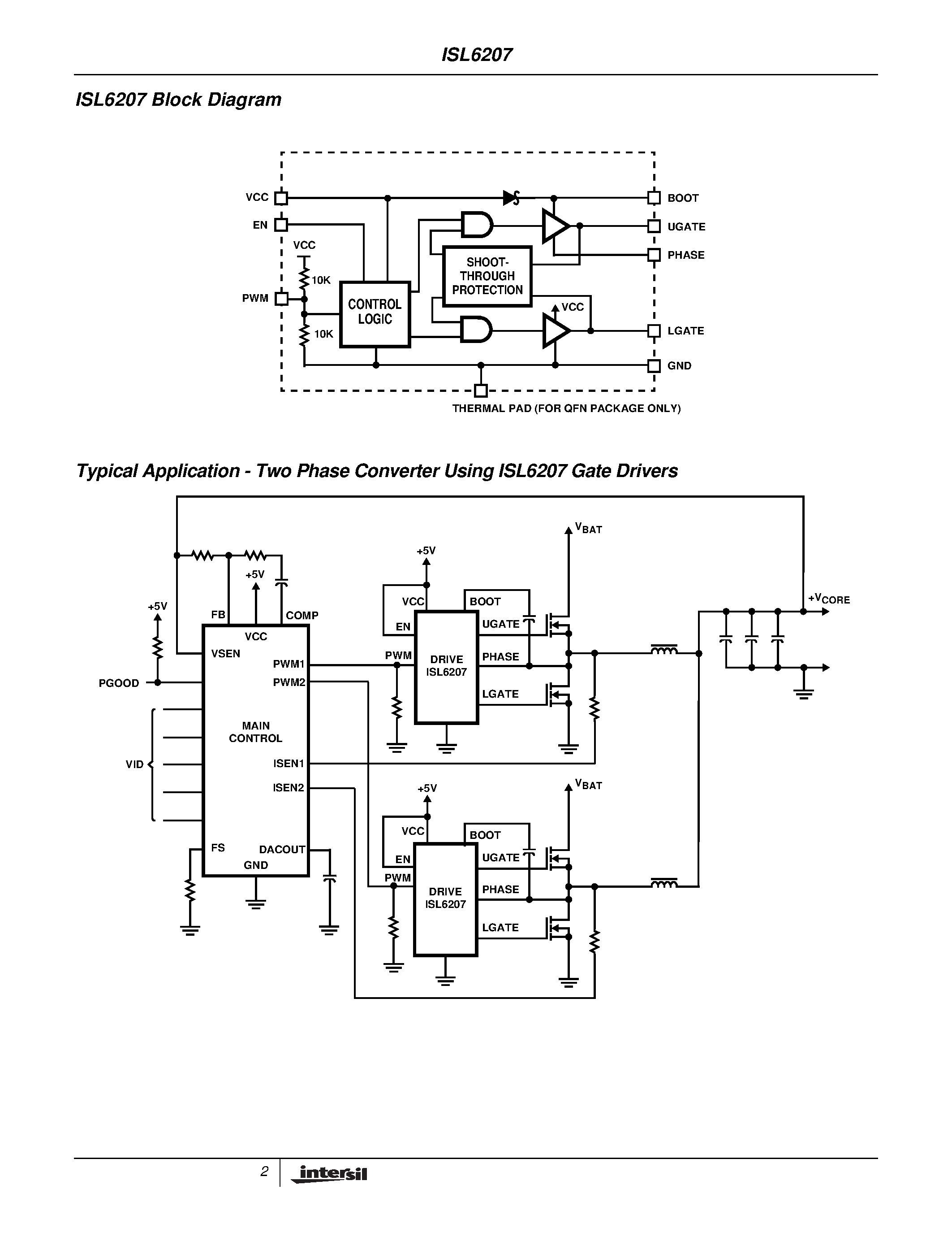 Datasheet ISL6207CB - High Voltage Synchronous Rectified Buck MOSFET Driver page 2