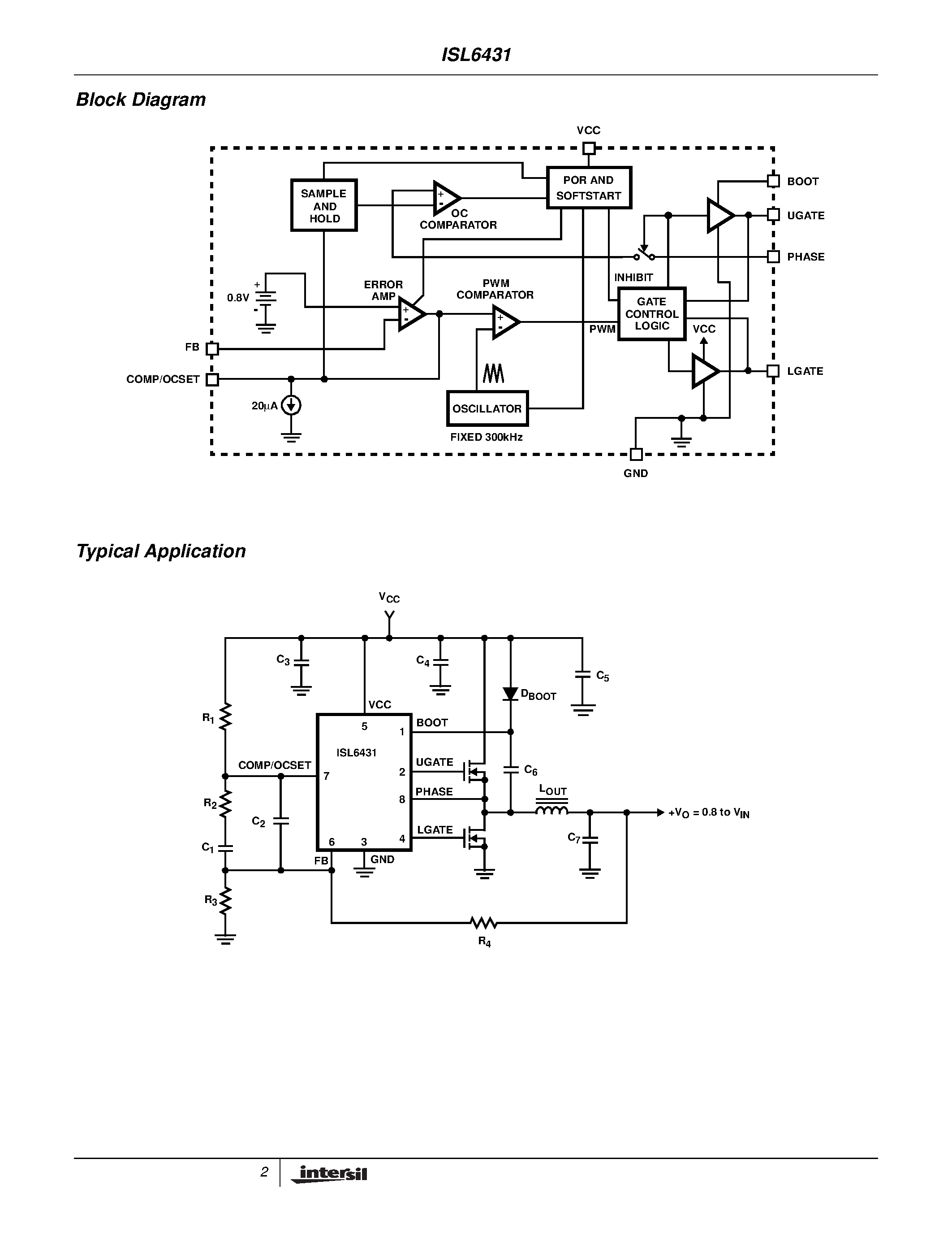 Datasheet ISL6431 - Advanced Pulse-Width Modulation (PWM) Controller for Home Gateways page 2