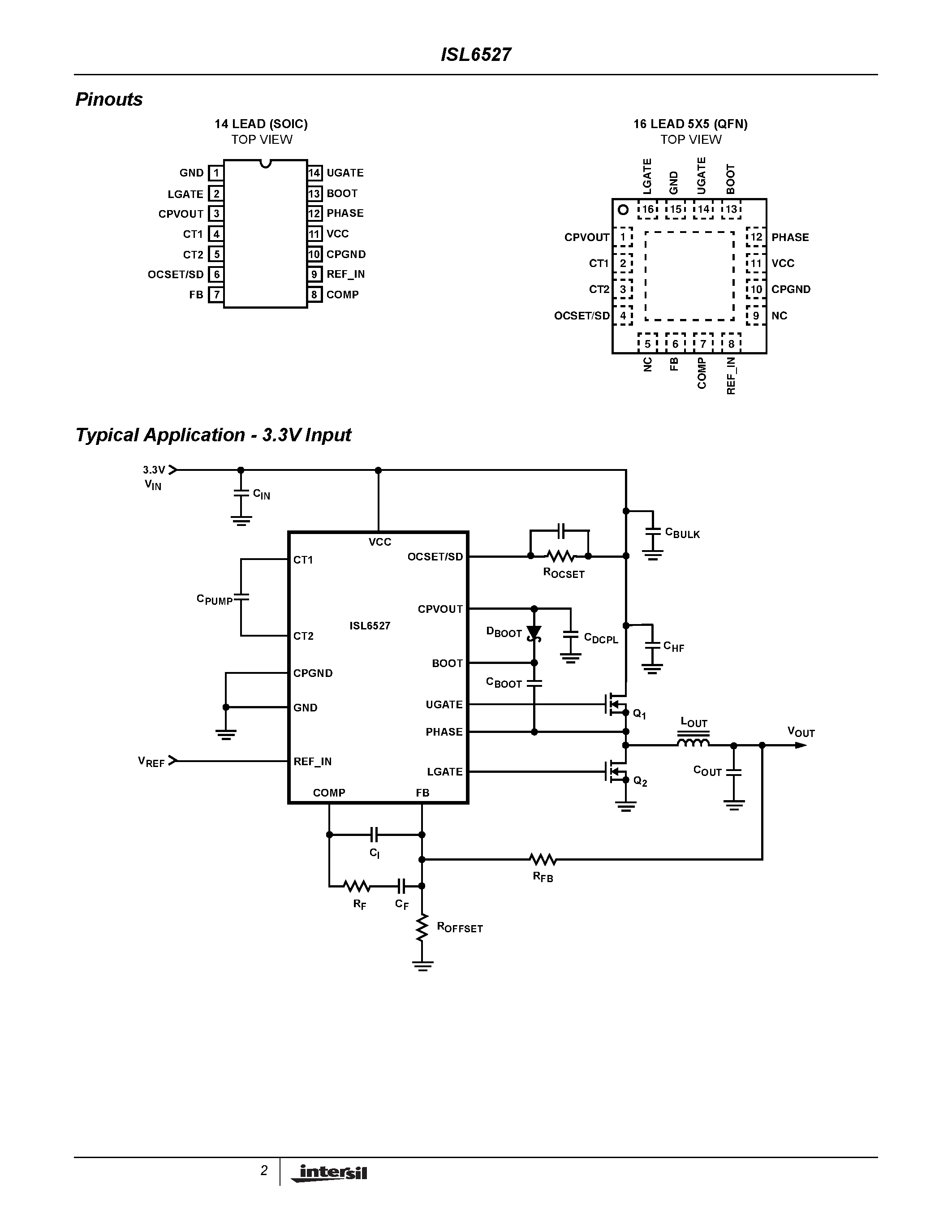 Datasheet ISL6527ACR - Single Synchronous Buck Pulse-Width Modulation (PWM) Controller page 2