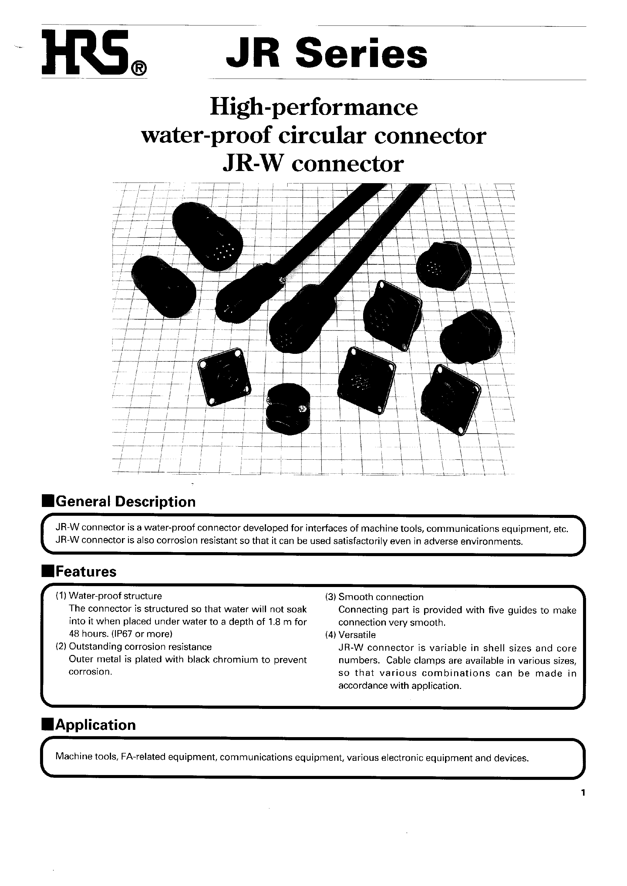 Datasheet JR13WCCA-3P - High-performance water-proof circular connector JR-W connector page 1