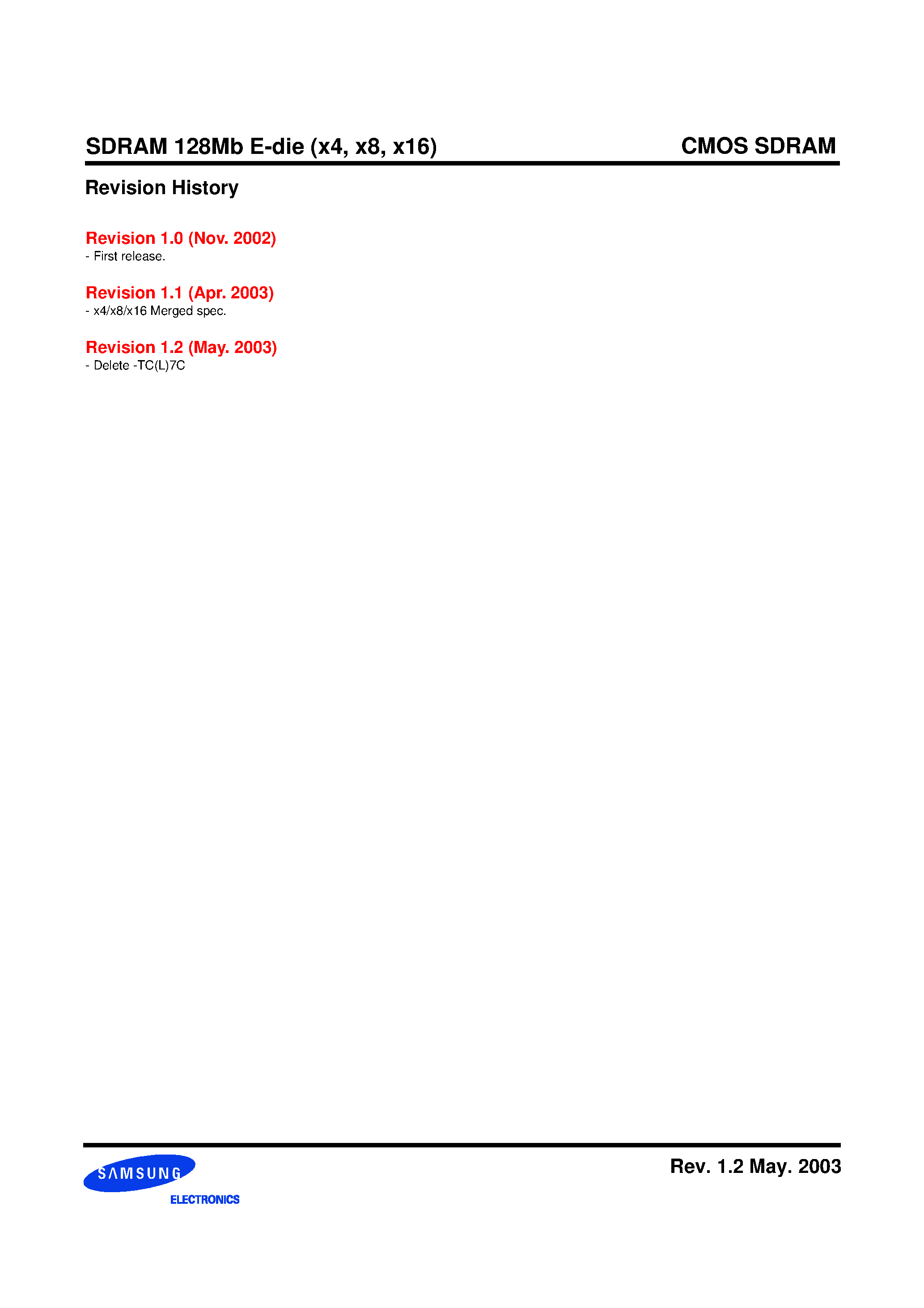 Datasheet K4S280432E - 128Mb E-die SDRAM Specification page 2