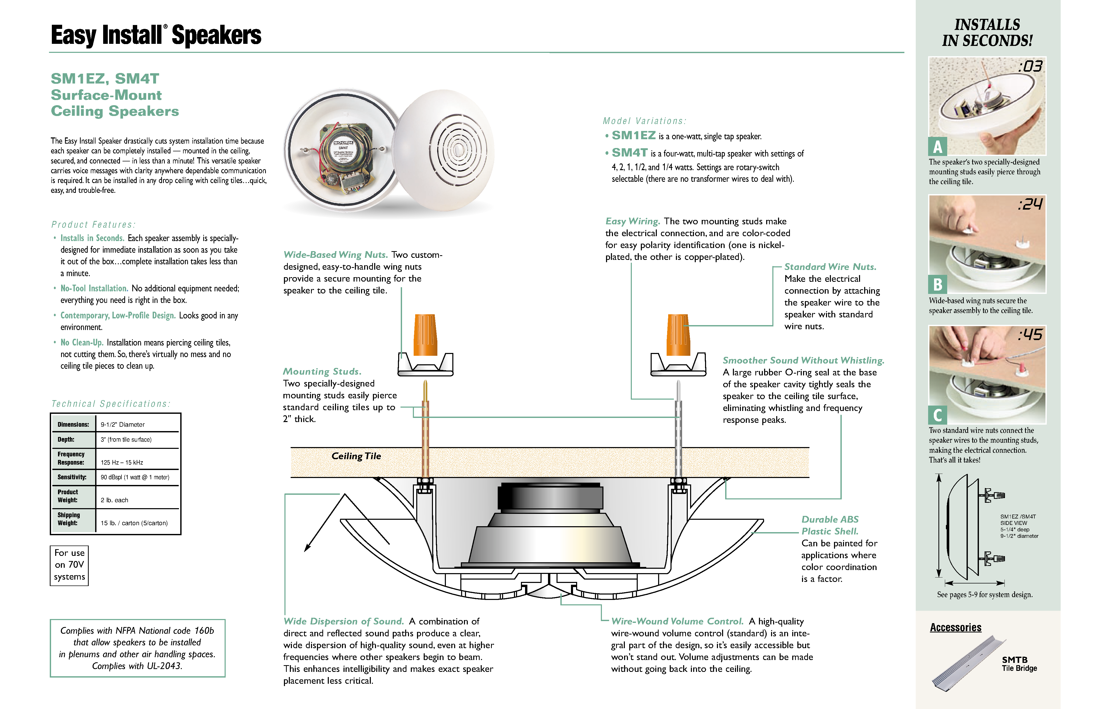 Datasheet SM4T - Easy Install Speakers page 1