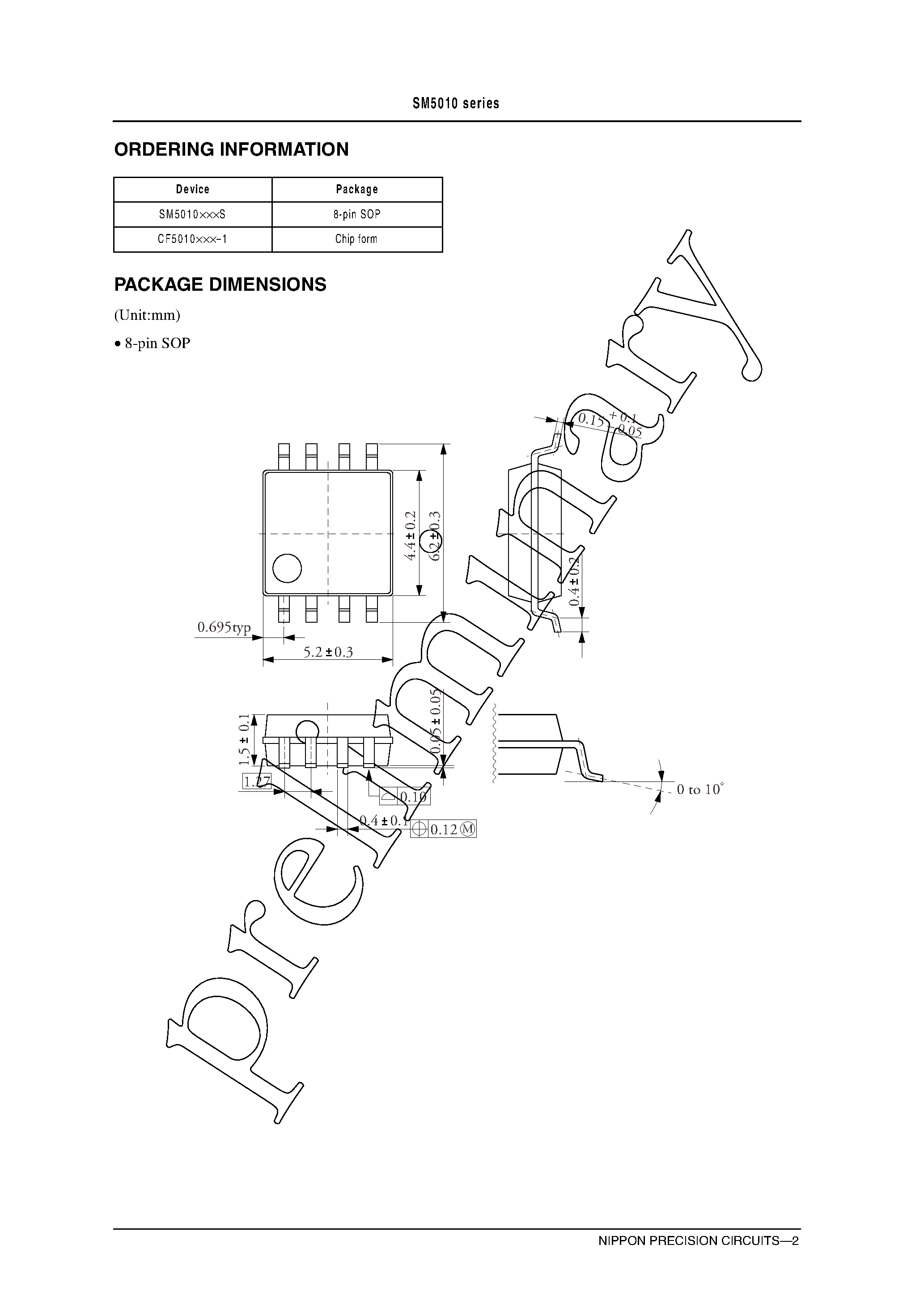 Datasheet SM5010 - Crystal Oscillator Module ICs page 2