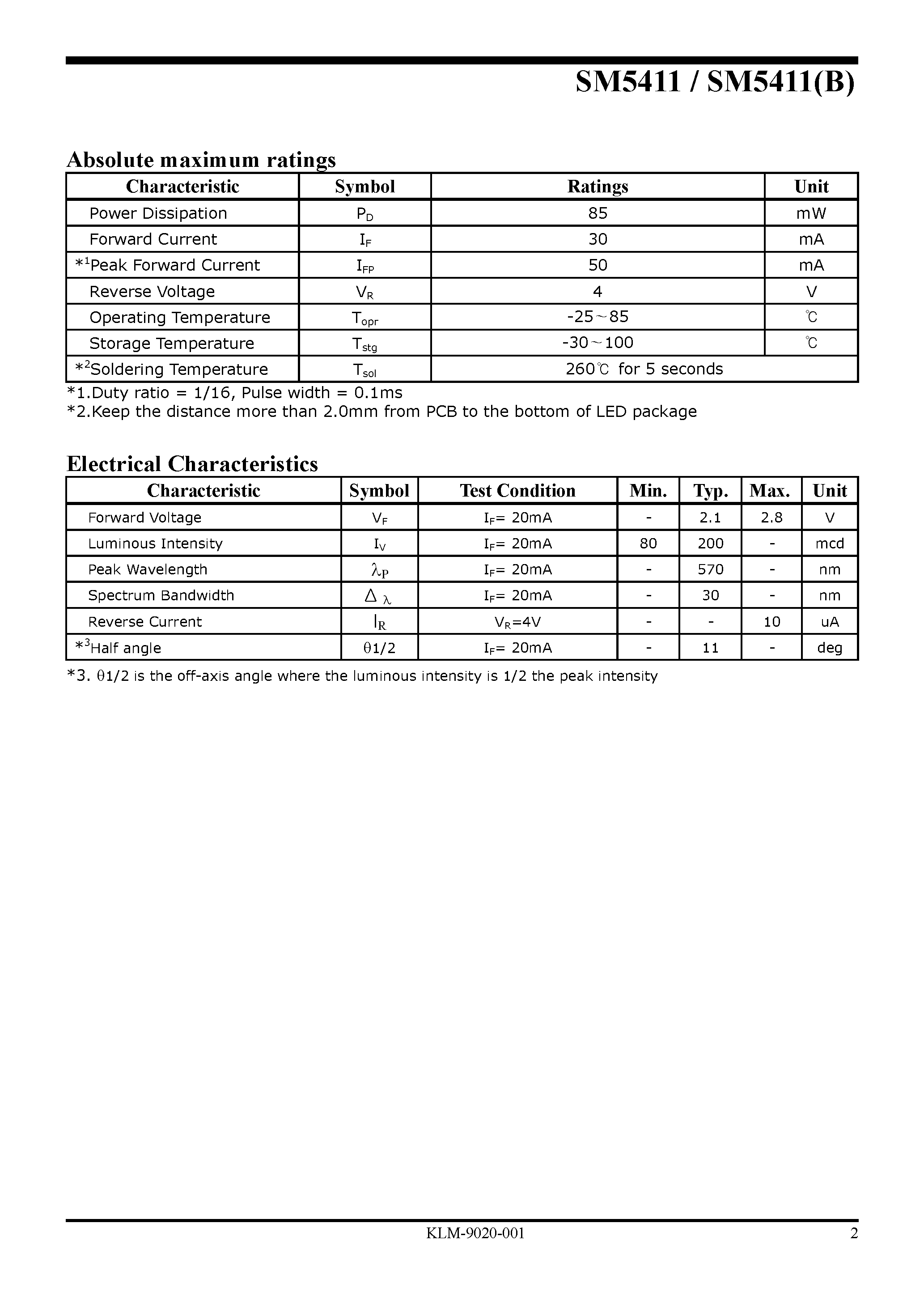 Datasheet SM5411 - LED Lamp page 2