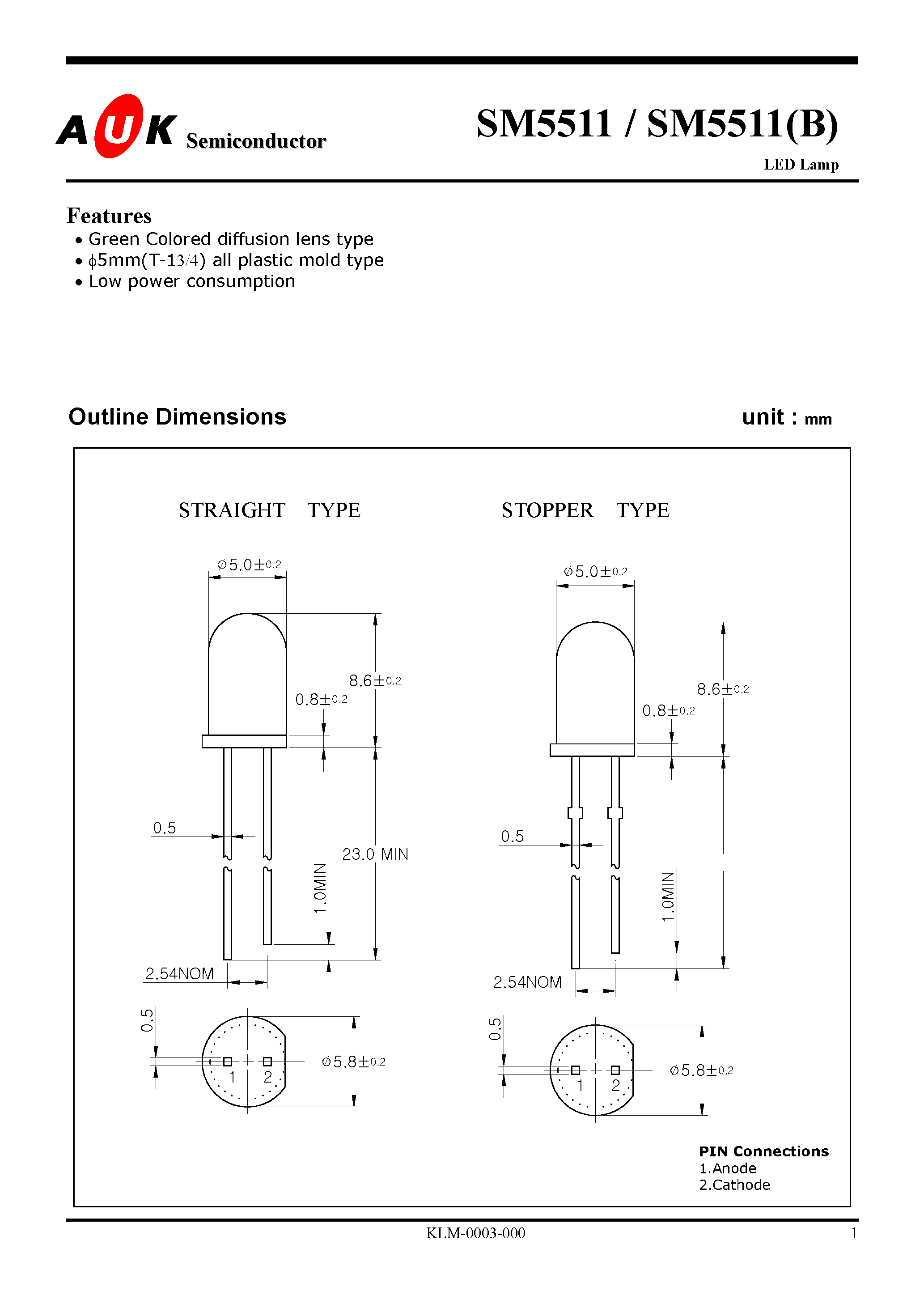 Datasheet SM5511 - LED Lamp page 1