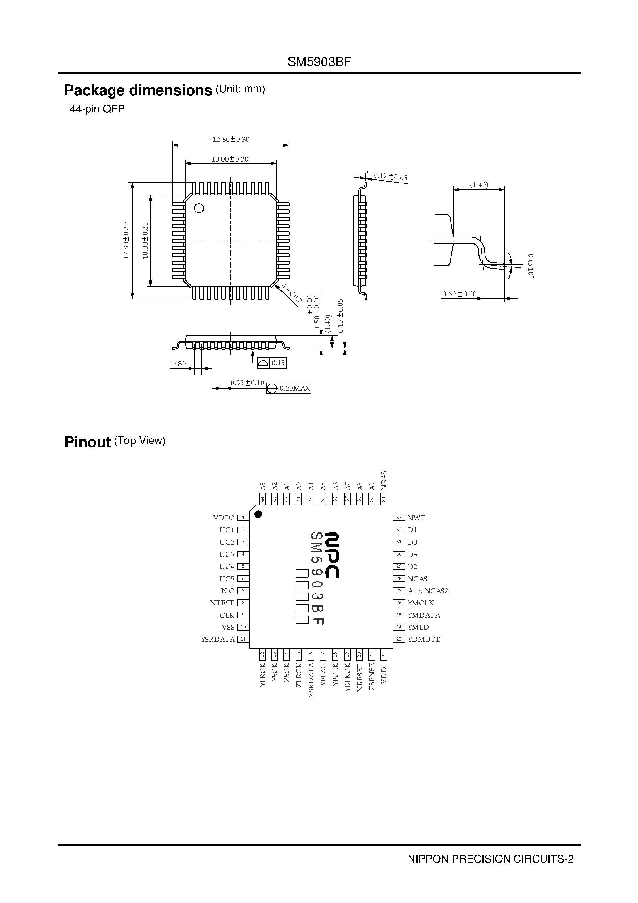 Даташит SM5903BF - compression and non compression type shock-proof memory controller страница 2